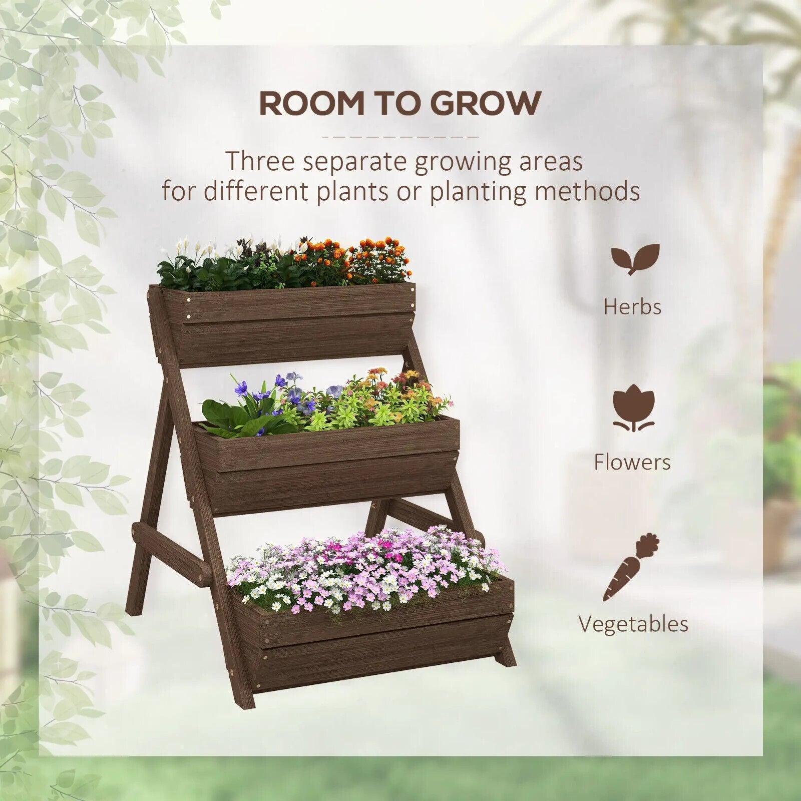 3 Tier Raised Garden Bed Wooden Planter Box Kit 66L for Flowers Vegetables Herbs - Home and Garden Furniture Shop - #rustic - furniture#