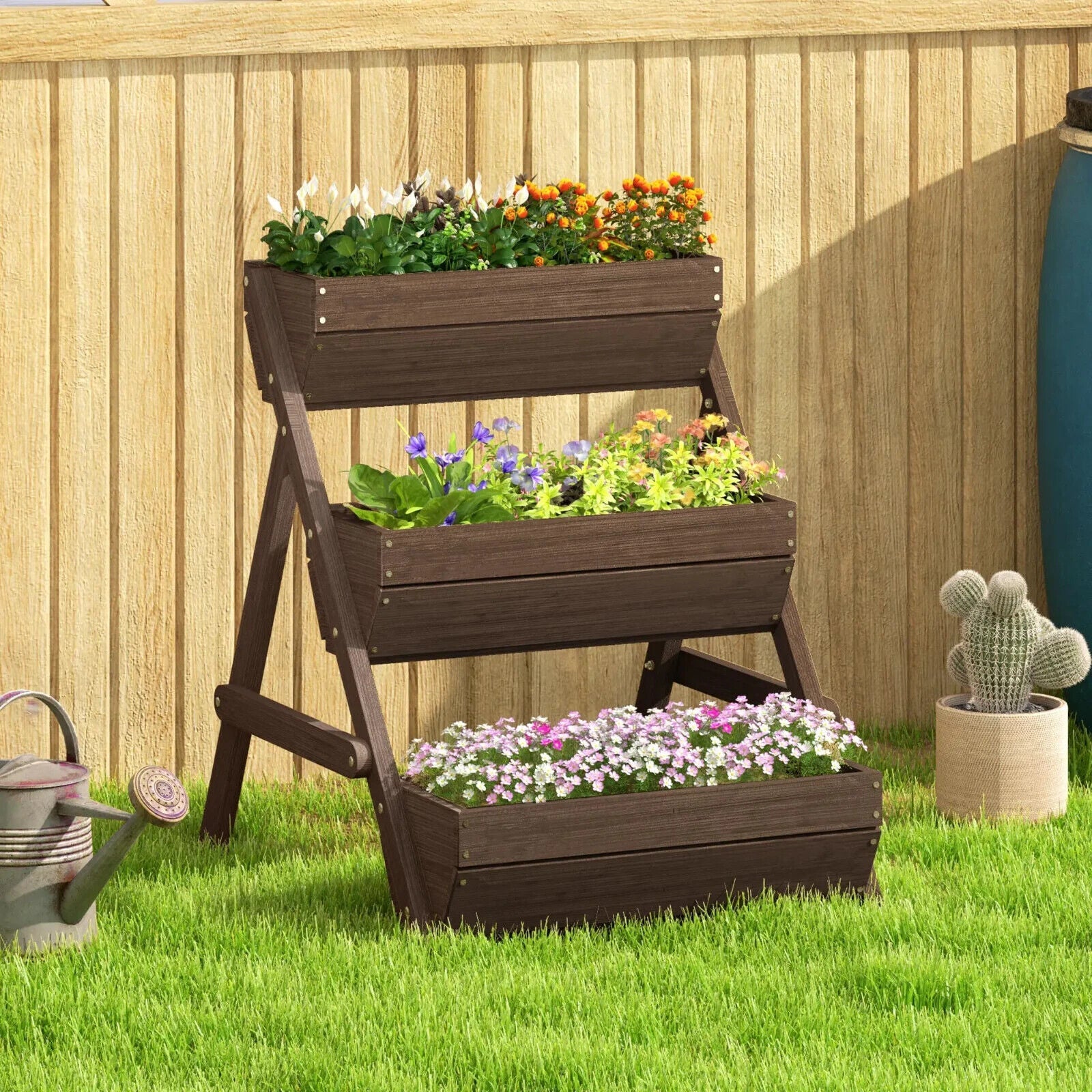 3 Tier Raised Garden Bed Wooden Planter Box Kit 66L for Flowers Vegetables Herbs - Home and Garden Furniture Shop - #rustic - furniture#