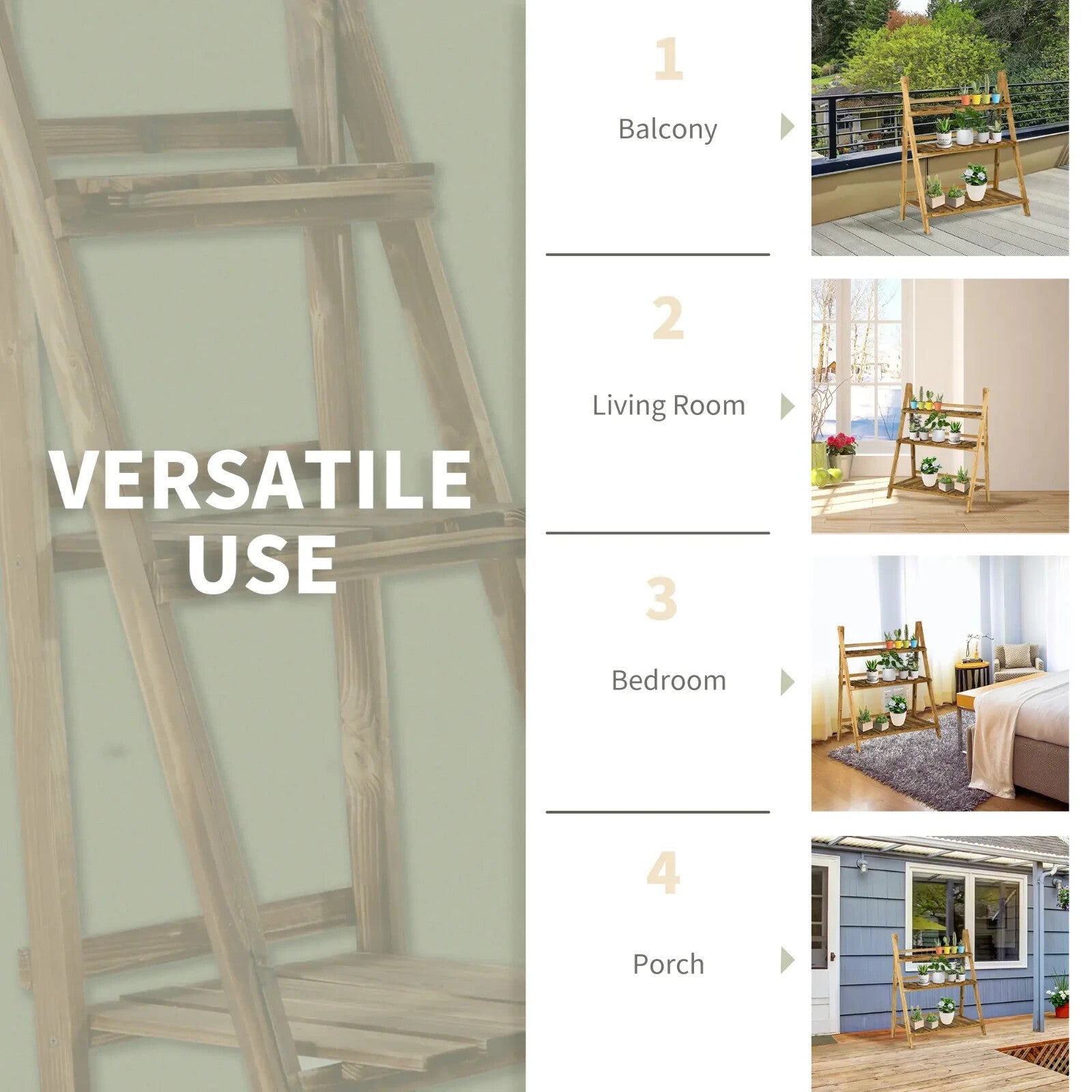 3 Tier Wooden Garden Planter Stand with Shelves Flower Pot Display Rack Outdoor - Home and Garden Furniture Shop - rustic - furniture