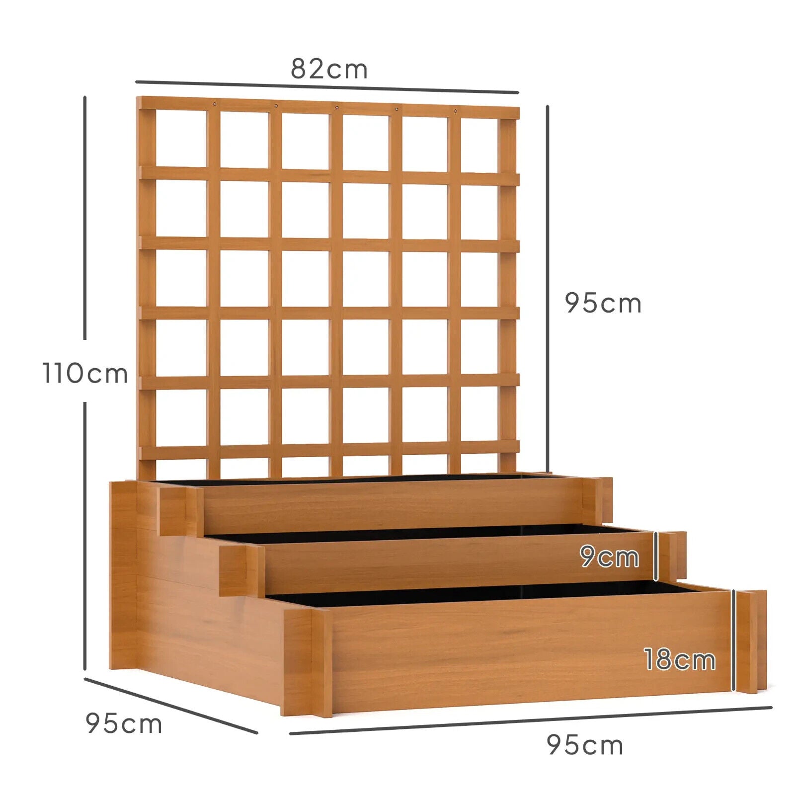 3 Tier Wooden Garden Planter With Trellis Raised Beds Outdoor For Climbing Plant - Home and Garden Furniture Shop - #rustic - furniture#