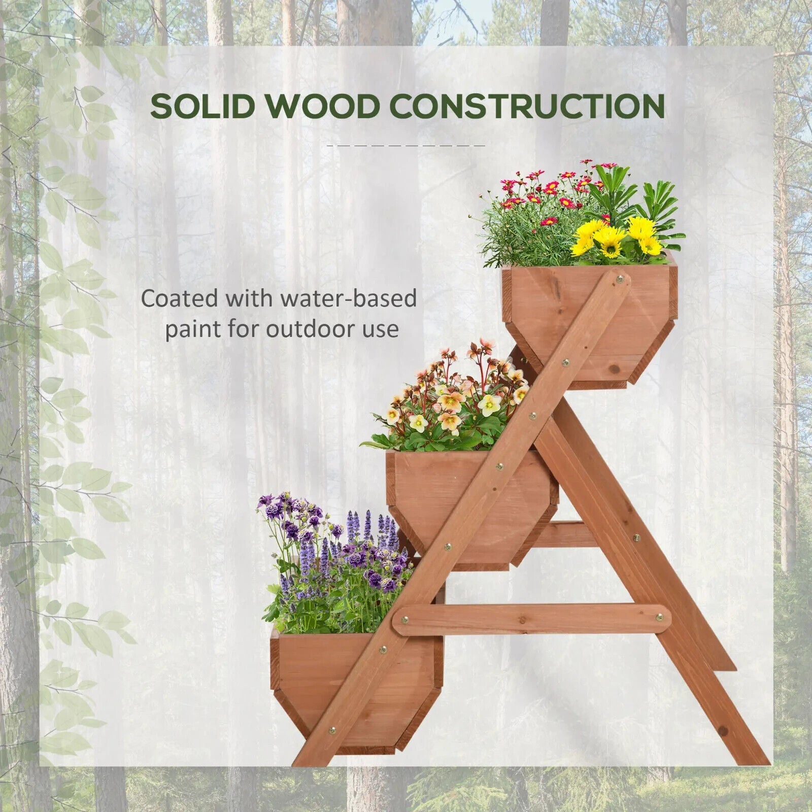 3 Tier Wooden Raised Garden Bed 65x75x78cm Elevated Planter Box for Herb Flowers - Home and Garden Furniture Shop - #rustic - furniture#