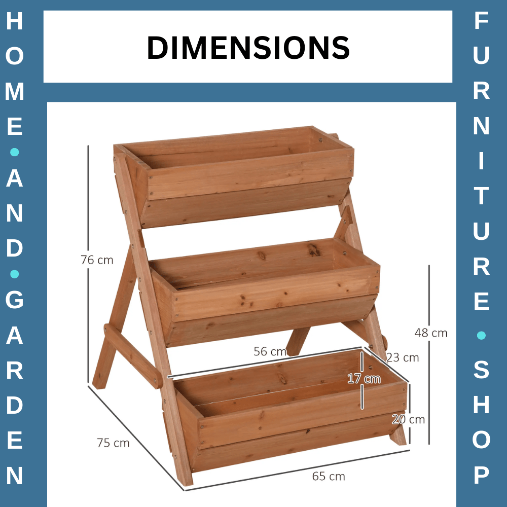 3 Tier Wooden Raised Garden Bed 65x75x78cm Elevated Planter Box for Herb Flowers - Home and Garden Furniture Shop - #rustic - furniture#