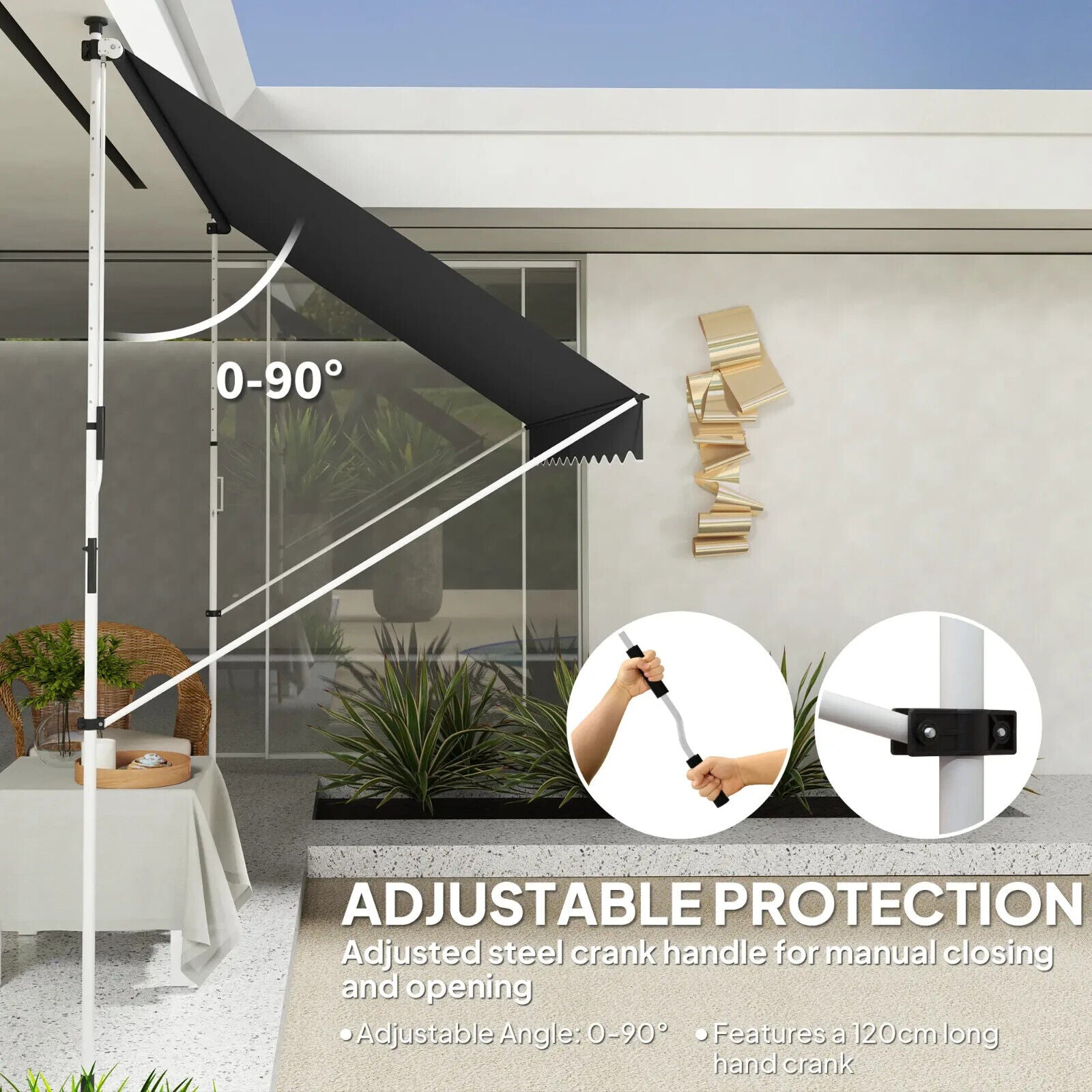 3 x 1.5m Adjustable Outdoor Awning Aluminium Frame Retractable Garden Canopy - Home and Garden Furniture Shop - #rustic - furniture#