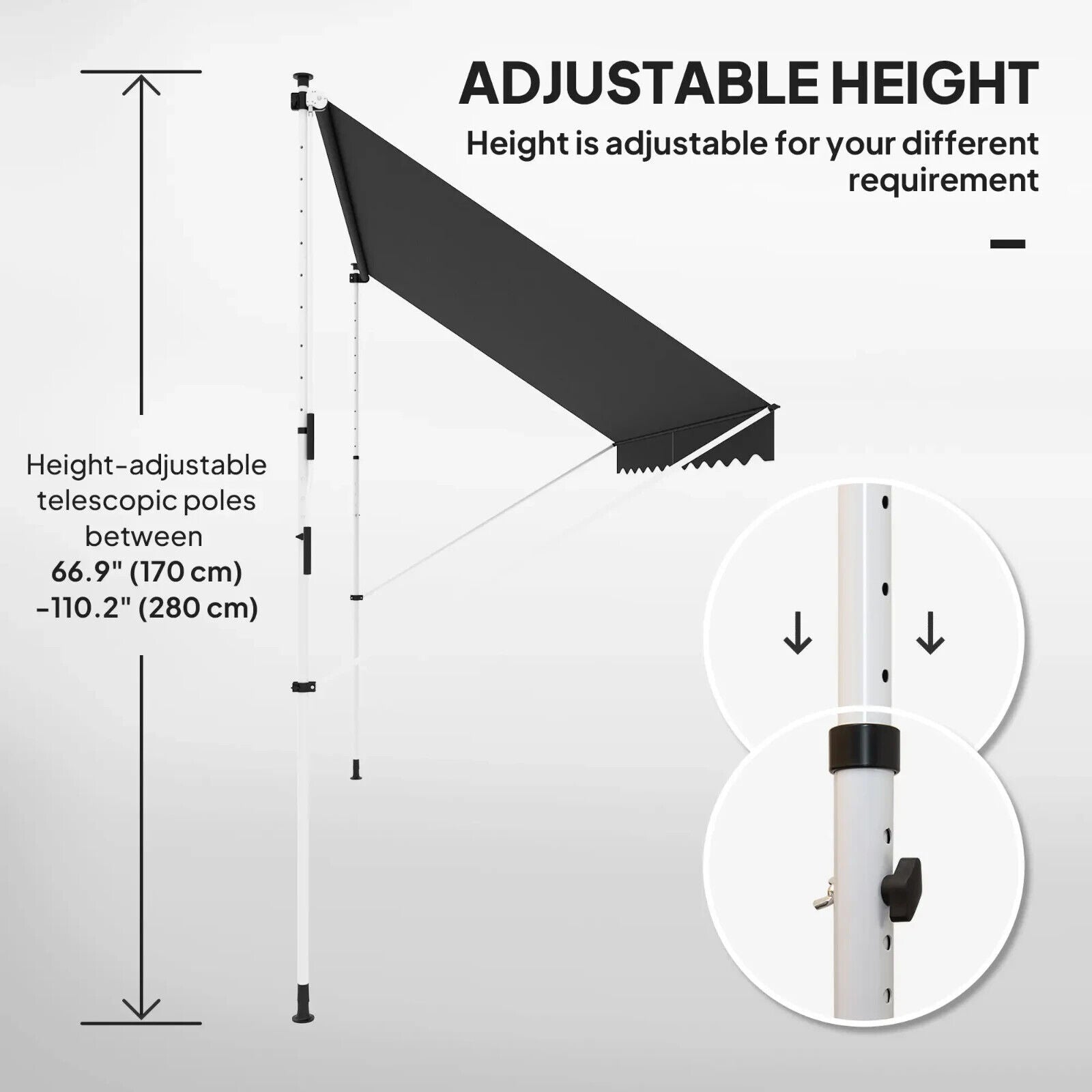 3 x 1.5m Adjustable Outdoor Awning Aluminium Frame Retractable Garden Canopy - Home and Garden Furniture Shop - #rustic - furniture#