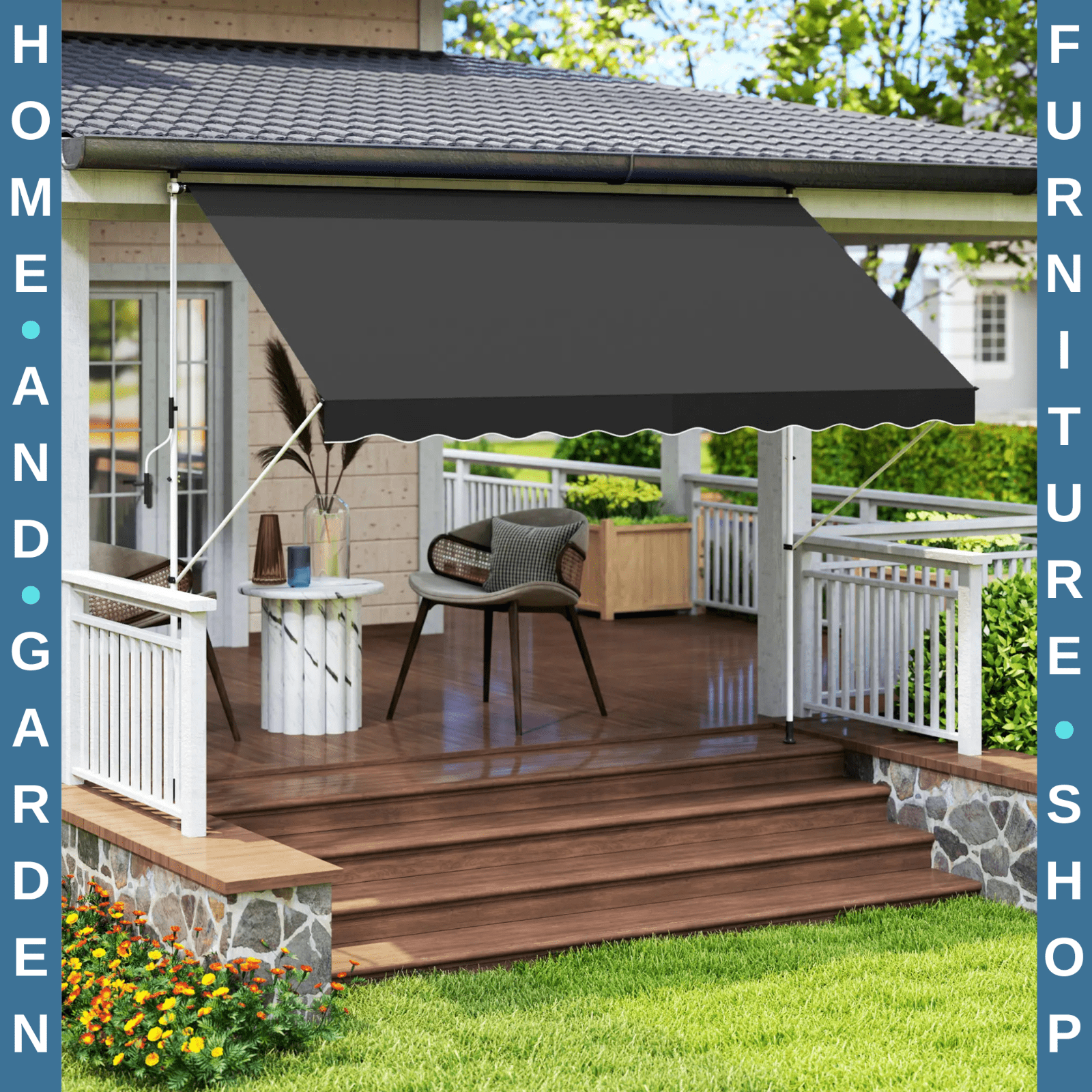 3 x 1.5m Adjustable Outdoor Awning Aluminium Frame Retractable Garden Canopy - Home and Garden Furniture Shop - rustic - furniture