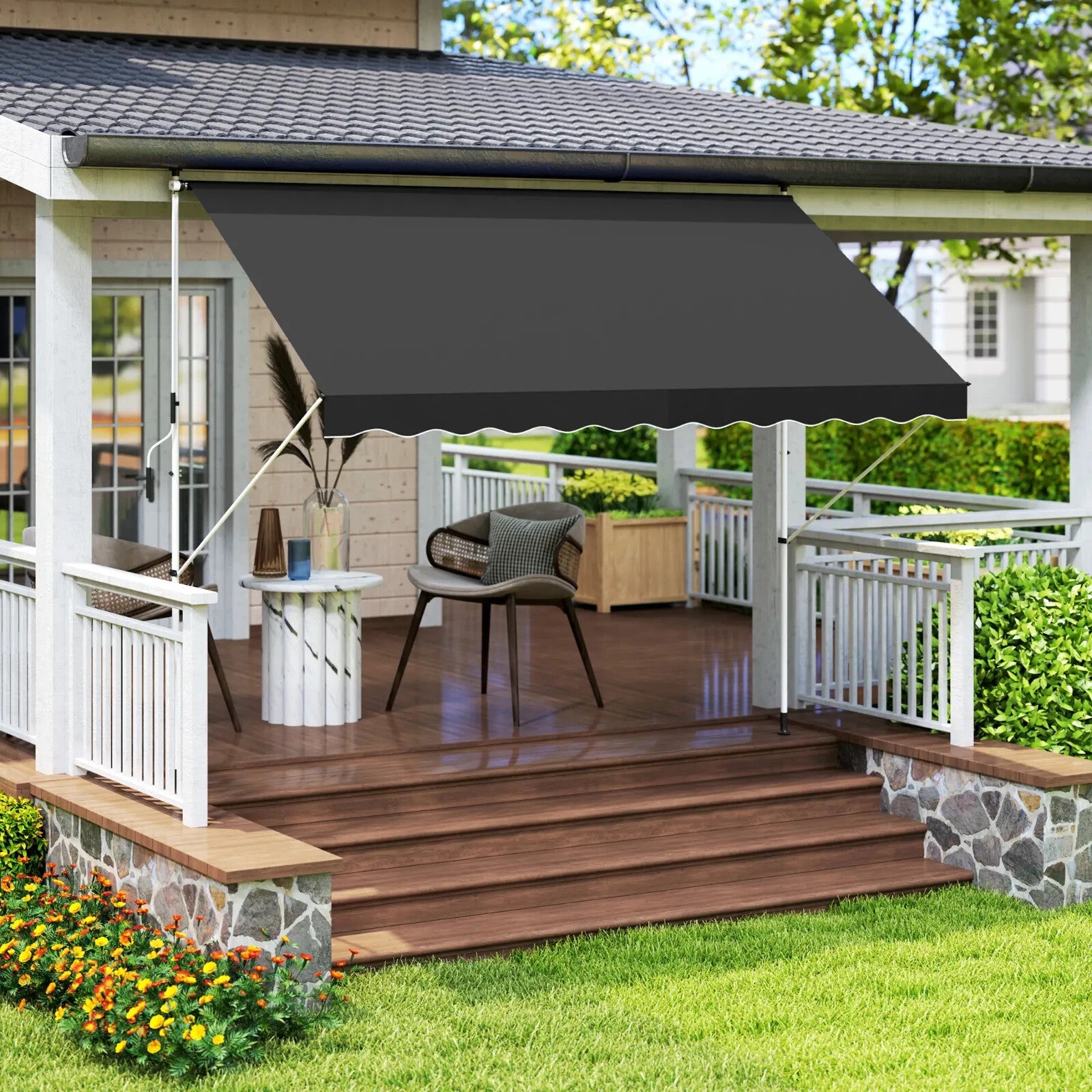 3 x 1.5m Adjustable Outdoor Awning Aluminium Frame Retractable Garden Canopy - Home and Garden Furniture Shop - rustic - furniture