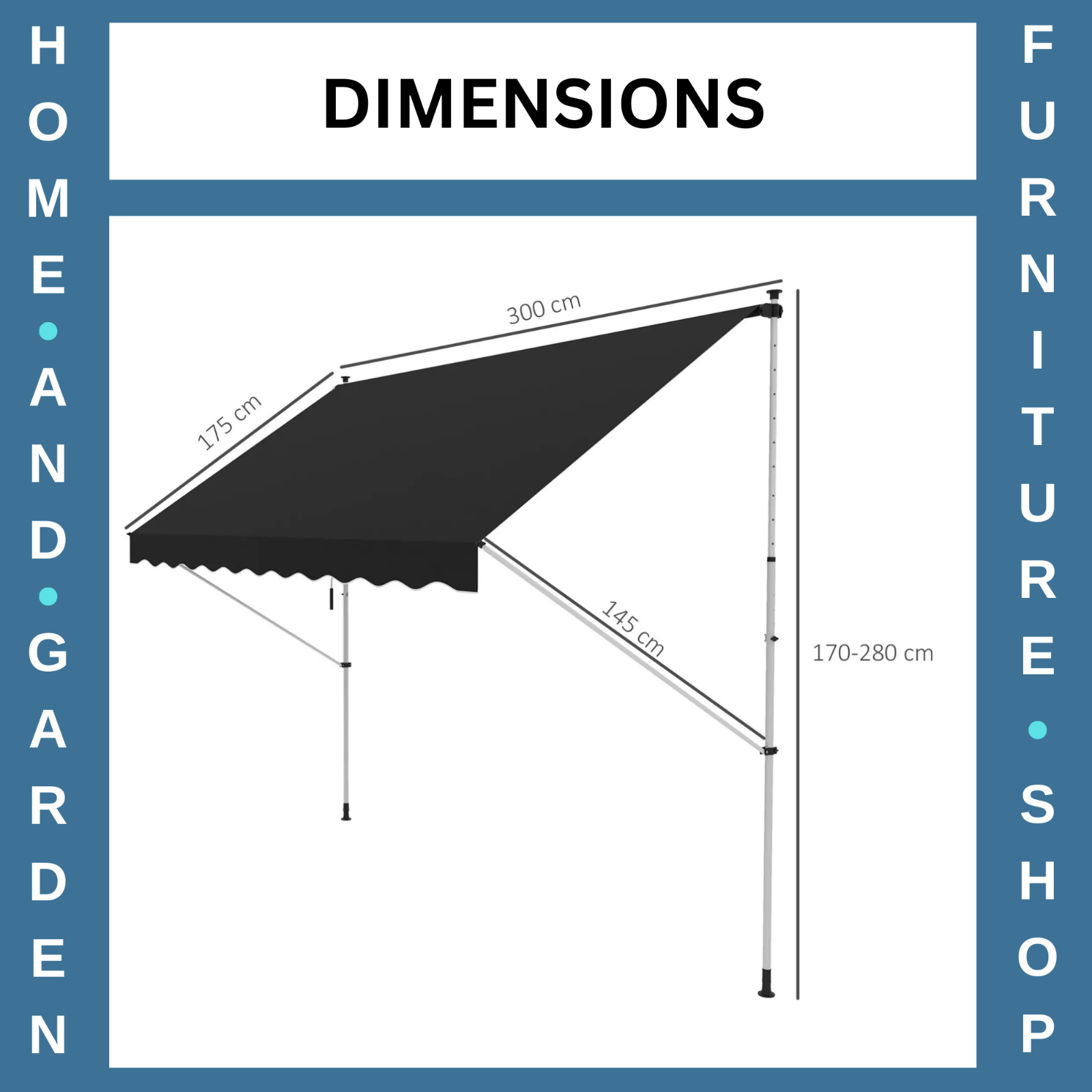 3 x 1.5m Adjustable Outdoor Awning Aluminium Frame Retractable Garden Canopy - Home and Garden Furniture Shop - #rustic - furniture#