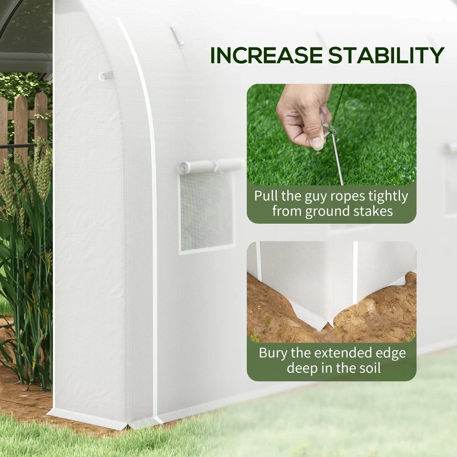 3 x 2 m Walk - In Polytunnel Greenhouse with PE Cover, Mesh Windows & Zipped Door - Home and Garden Furniture Shop - rustic - furniture