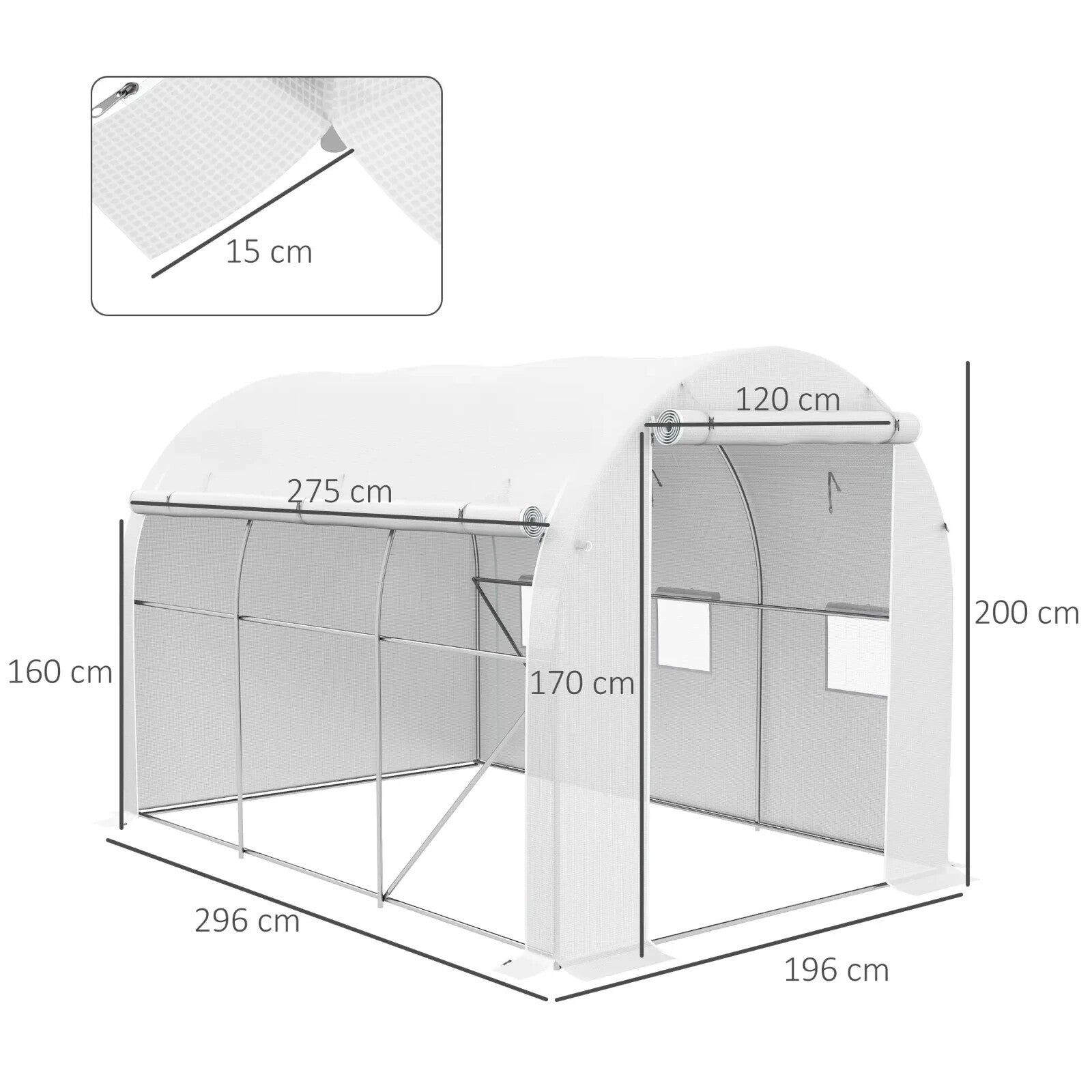 3 x 2 m Walk - In Polytunnel Greenhouse with PE Cover, Mesh Windows & Zipped Door - Home and Garden Furniture Shop - rustic - furniture