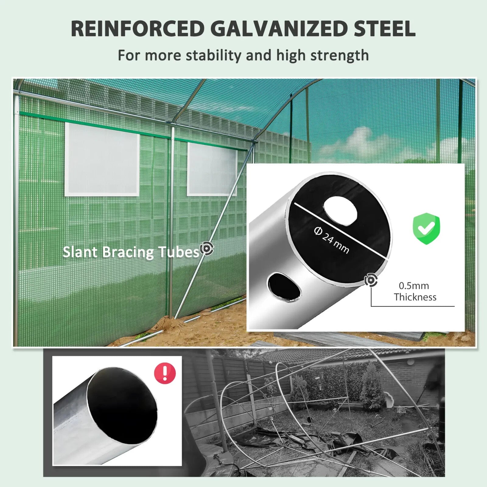 3 x 2 x 2 m Polytunnel Greenhouse with 3 Doors Mesh Window Walk In Garden Tunnel - Home and Garden Furniture Shop - rustic - furniture