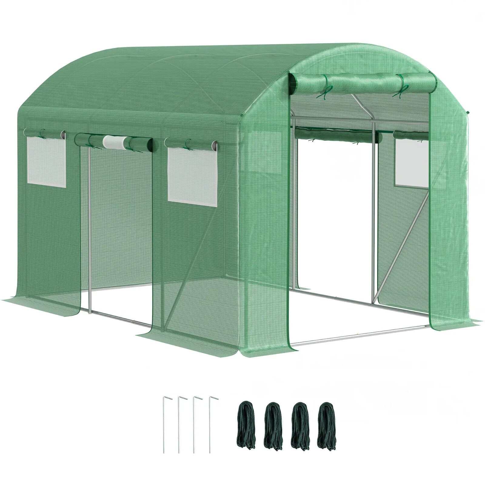 3 x 2 x 2 m Polytunnel Greenhouse with 3 Doors Mesh Window Walk In Garden Tunnel - Home and Garden Furniture Shop - #rustic - furniture#