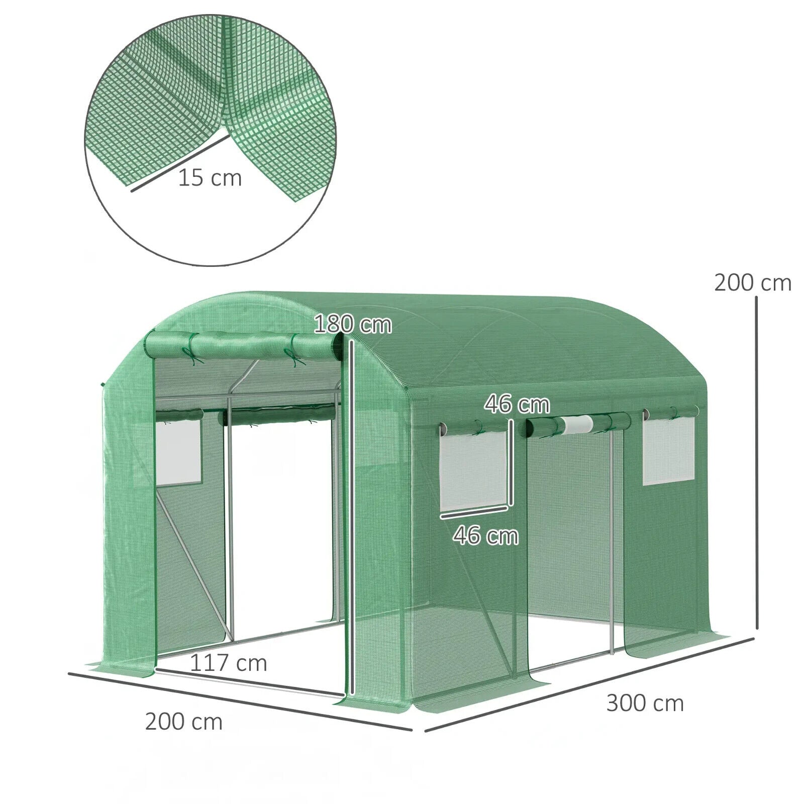 3 x 2 x 2 m Polytunnel Greenhouse with 3 Doors Mesh Window Walk In Garden Tunnel - Home and Garden Furniture Shop - #rustic - furniture#