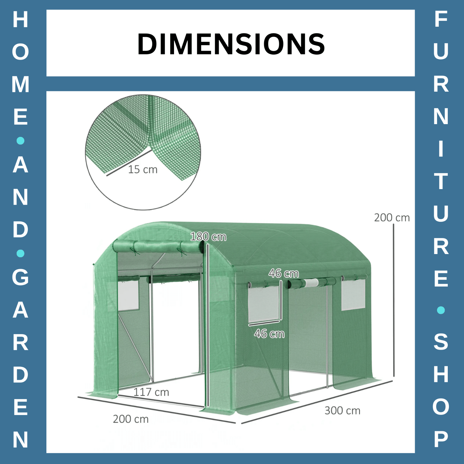 3 x 2 x 2 m Polytunnel Greenhouse with 3 Doors Mesh Window Walk In Garden Tunnel - Home and Garden Furniture Shop - #rustic - furniture#