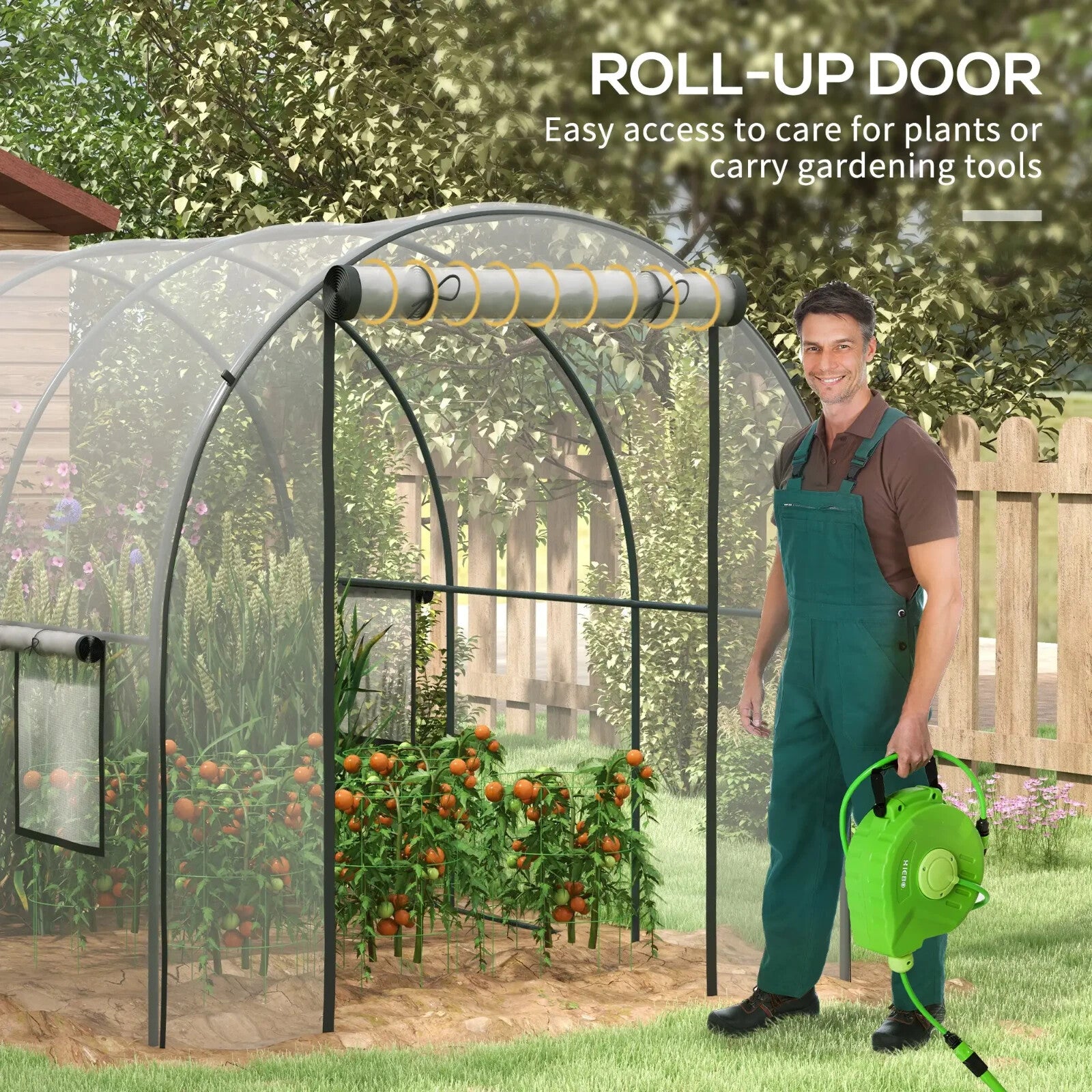 3 x 2 x 2m Walk In Polytunnel Greenhouse with Mesh Window Door Steel Frame Cover - Home and Garden Furniture Shop - rustic - furniture