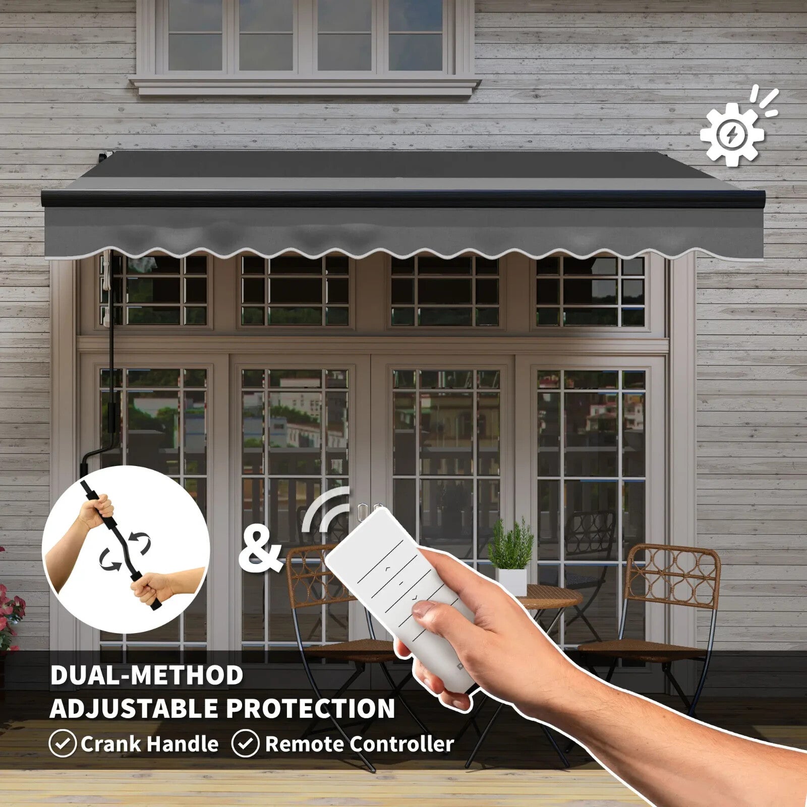 3 x 2.5m Electric Retractable Awning with LED Light Remote UV50 DIY Patio Canopy - Home and Garden Furniture Shop - rustic - furniture
