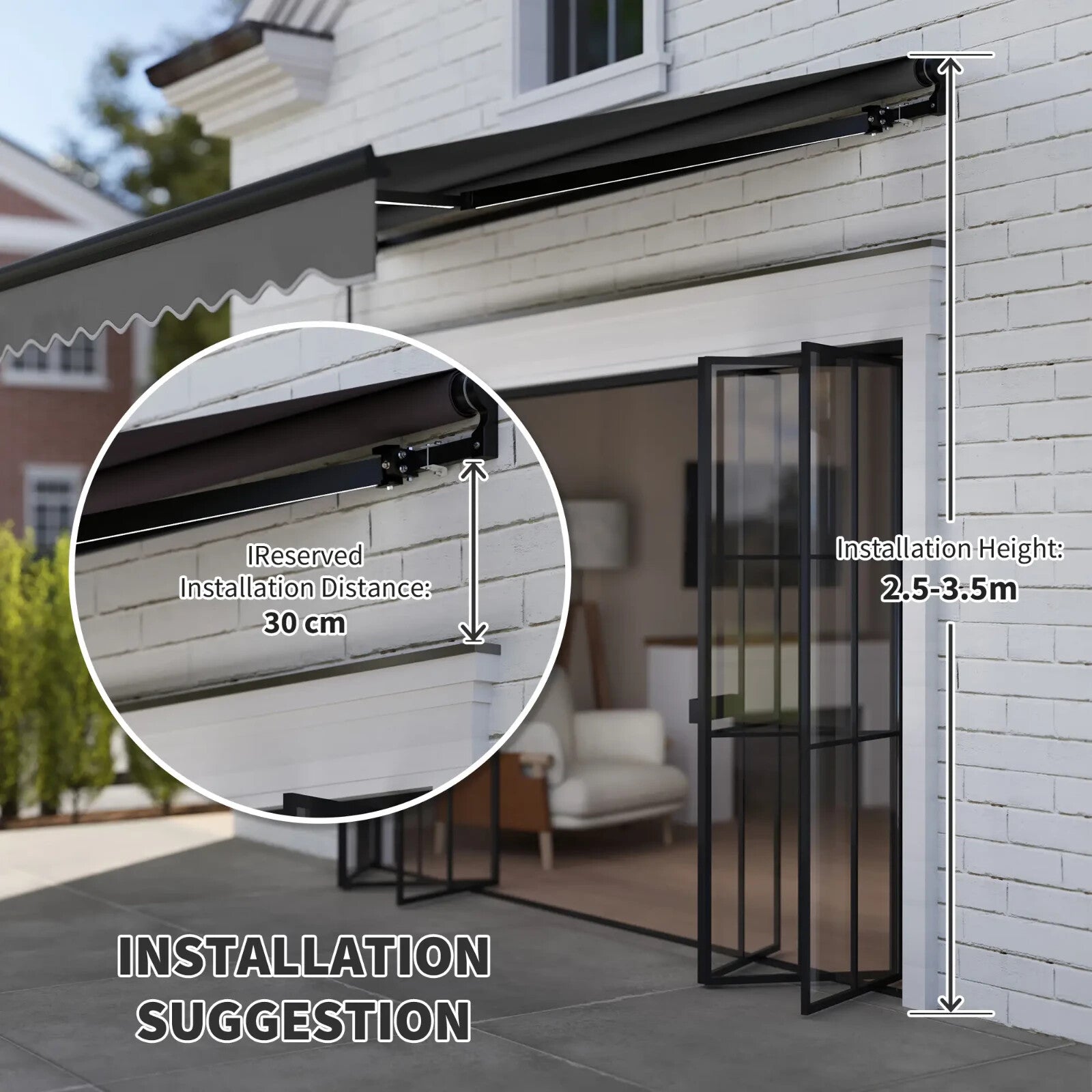 3 x 2.5m Electric Retractable Awning with LED Light Remote UV50 DIY Patio Canopy - Home and Garden Furniture Shop - rustic - furniture