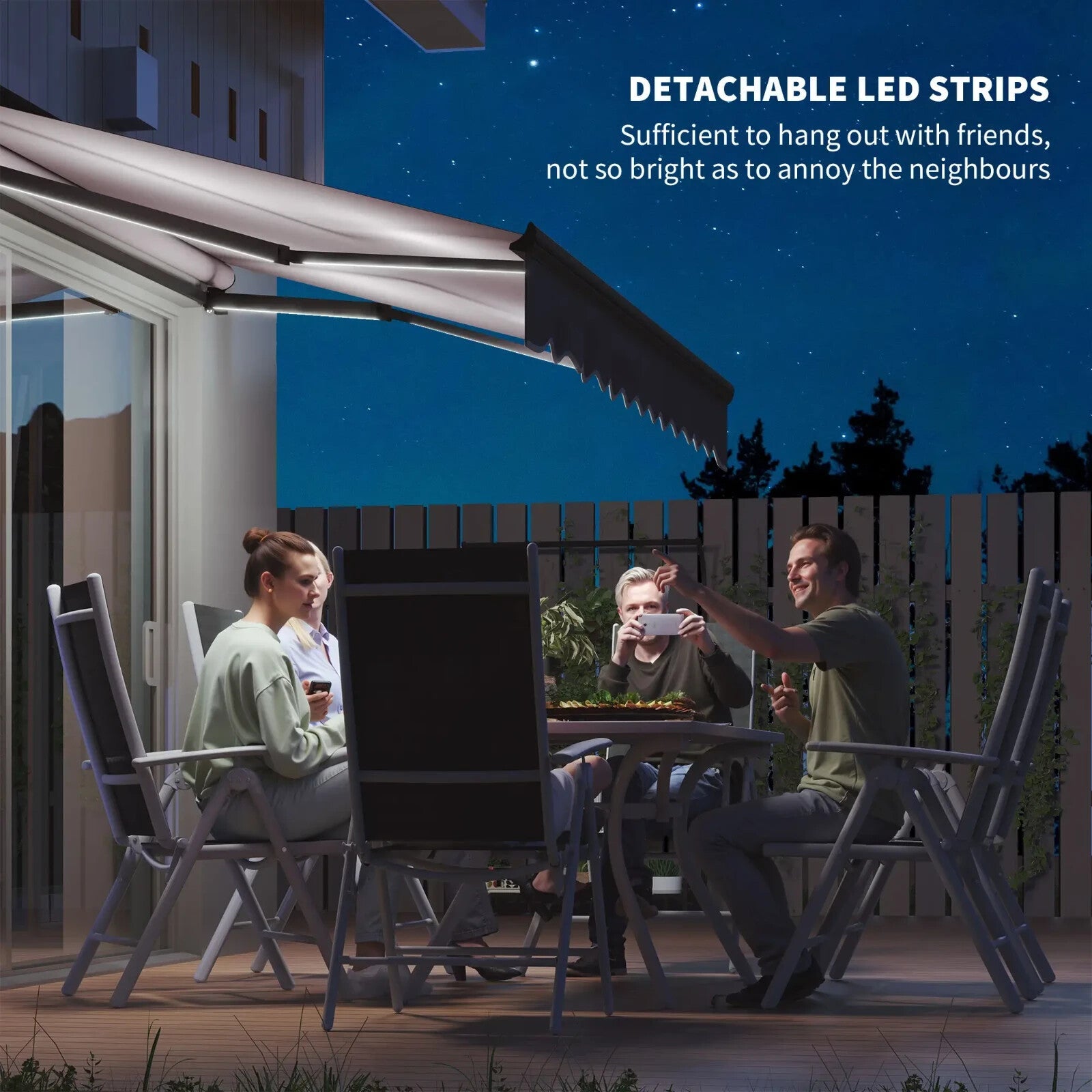 3 x 2.5m Electric Retractable Awning with LED Light Remote UV50 DIY Patio Canopy - Home and Garden Furniture Shop - rustic - furniture