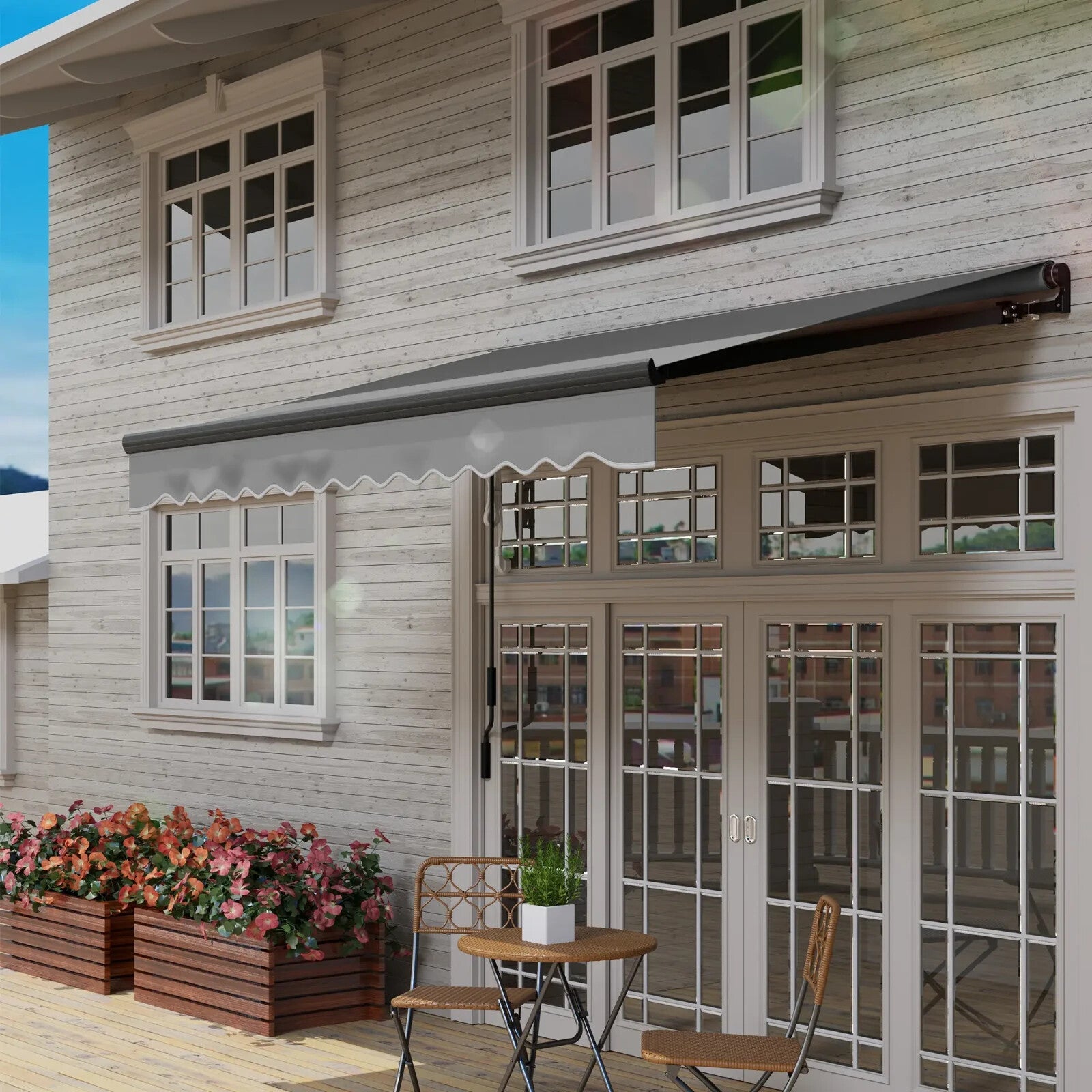 3 x 2.5m Electric Retractable Awning with LED Light Remote UV50 DIY Patio Canopy - Home and Garden Furniture Shop - rustic - furniture