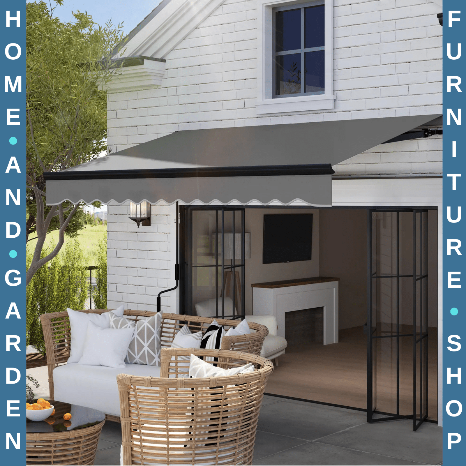 3 x 2.5m Electric Retractable Awning with LED Light Remote UV50 DIY Patio Canopy - Home and Garden Furniture Shop - rustic - furniture