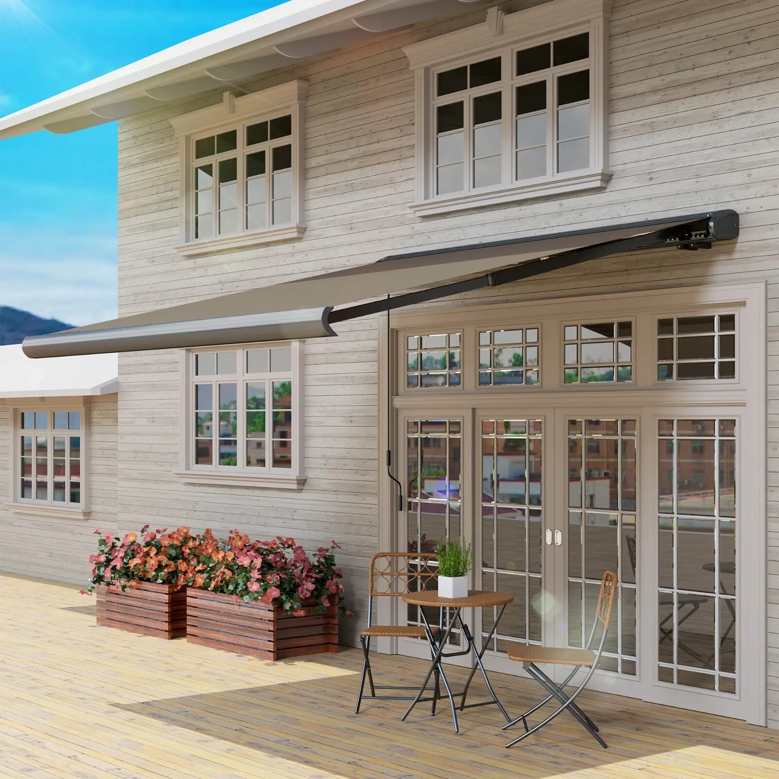 3 x 2.5m Electric Retractable Awning with Remote Aluminium Frame UV50 Sun Canopy - Home and Garden Furniture Shop - rustic - furniture