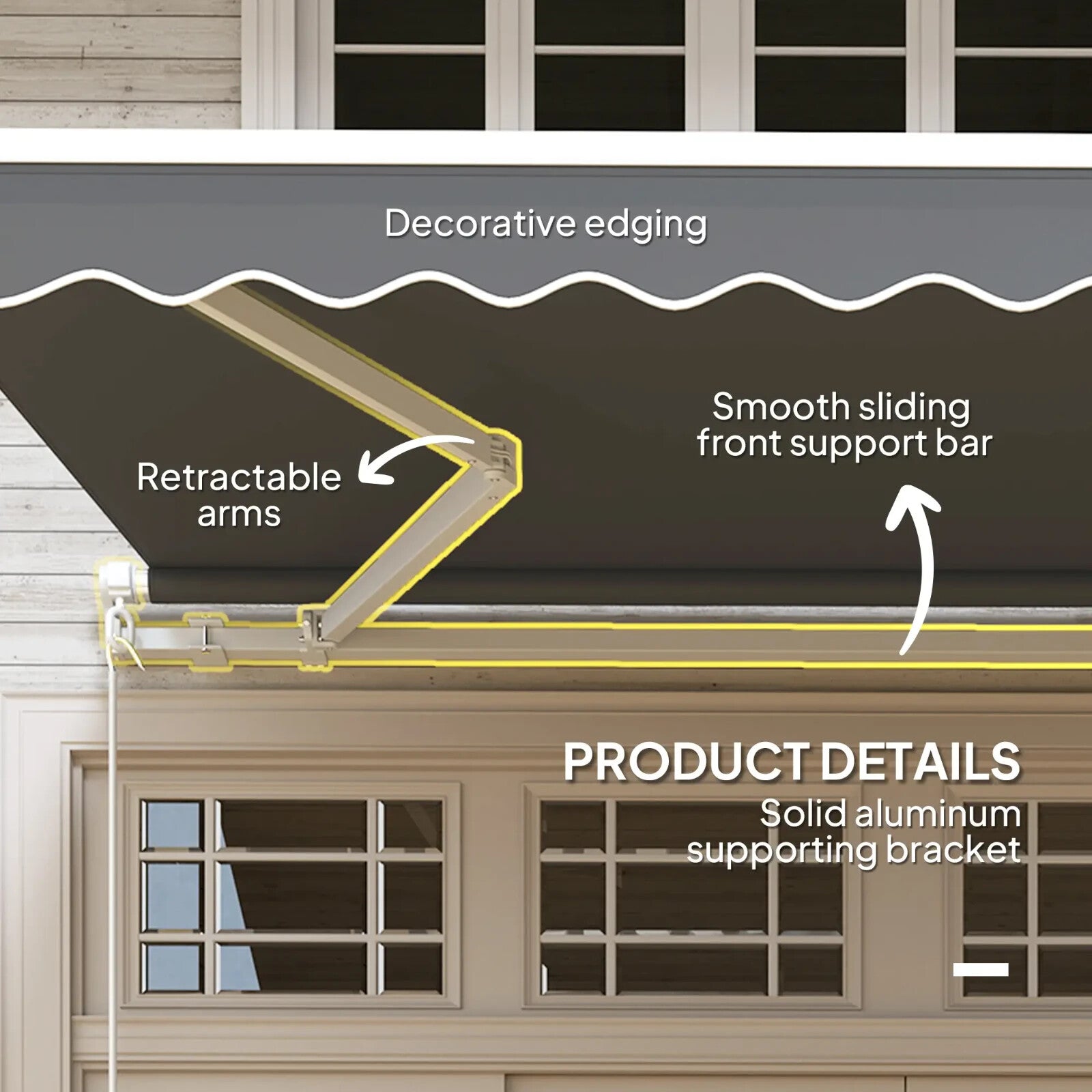 3 x 2.5m Manual Garden Awning Retractable Canopy with Crank Handle and Fittings - Home and Garden Furniture Shop - rustic - furniture