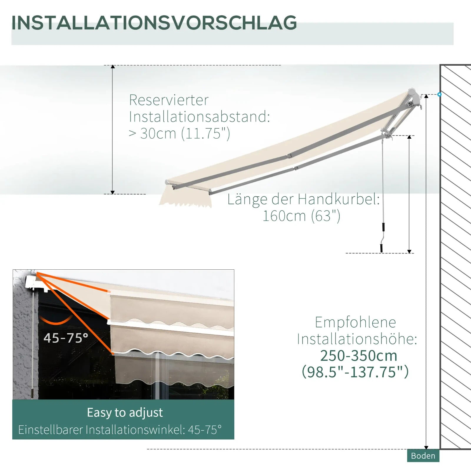 3 x 2.5m Manual Retractable Awning Garden Patio Canopy Shelter Wall Mounted - Home and Garden Furniture Shop - rustic - furniture