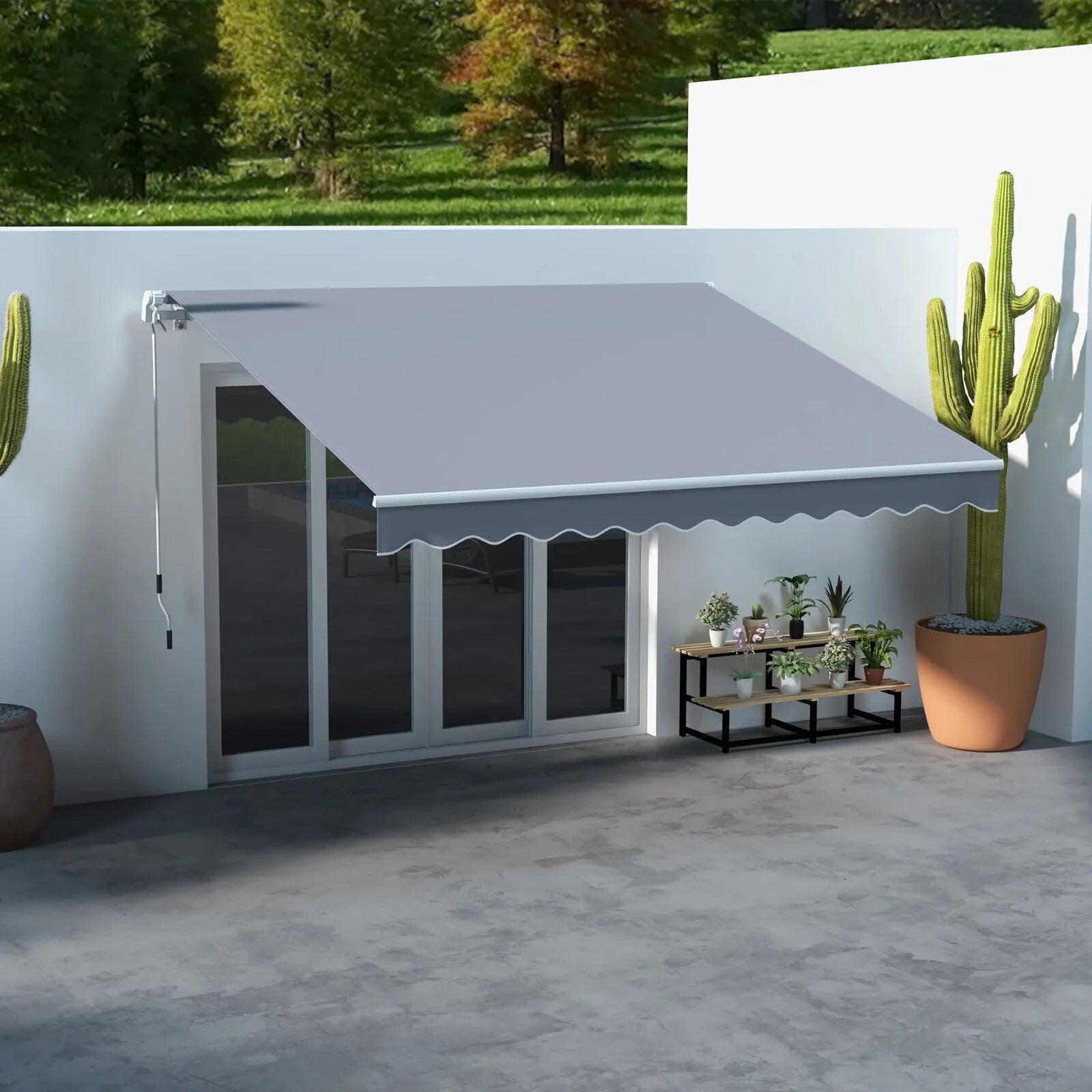 3 x 2.5m Manual Retractable Garden Awning Canopy Sun Shade Shelter for Outdoors - Home and Garden Furniture Shop - rustic - furniture