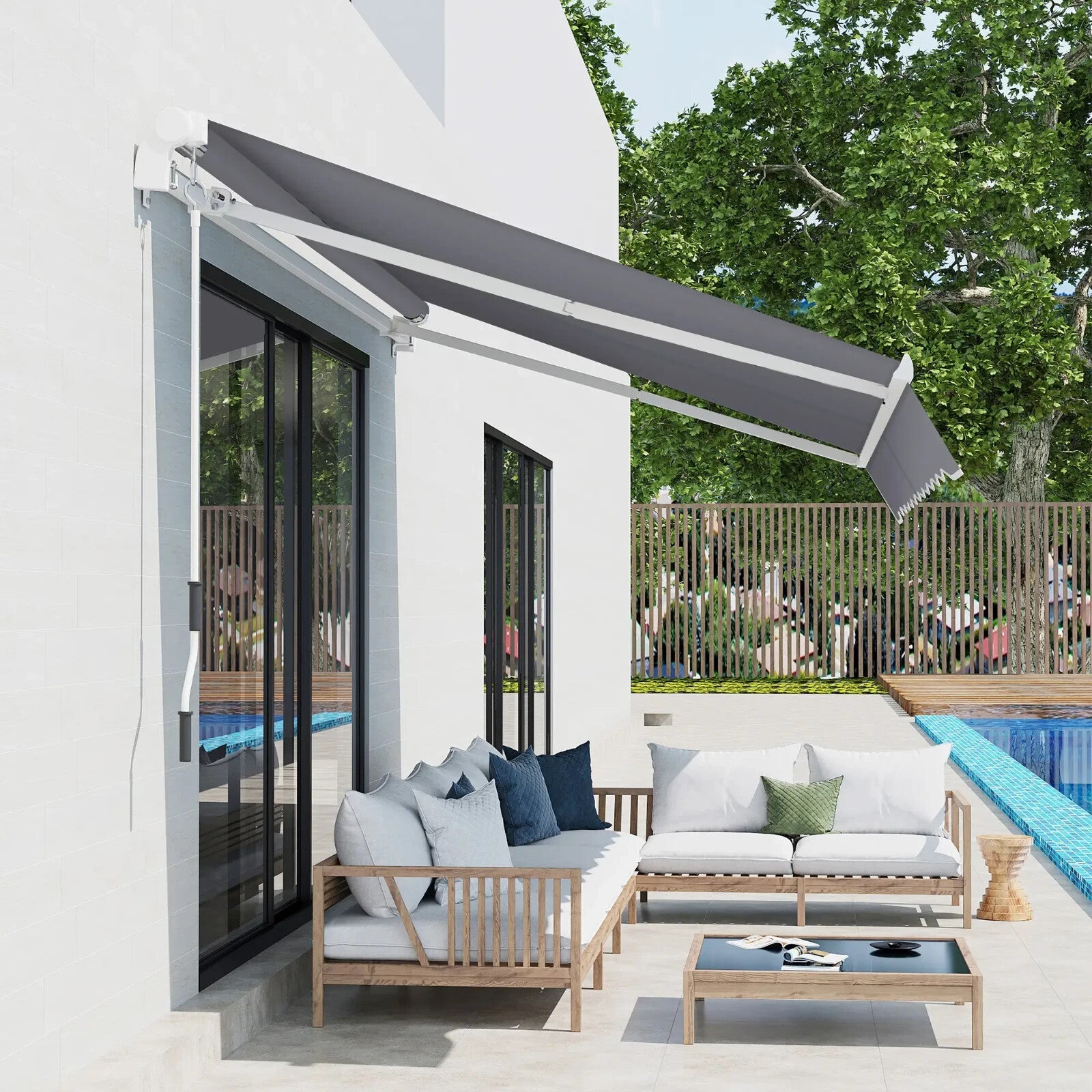 3 x 2.5m Manual Retractable Garden Awning Canopy Sun Shade Shelter for Outdoors - Home and Garden Furniture Shop - rustic - furniture