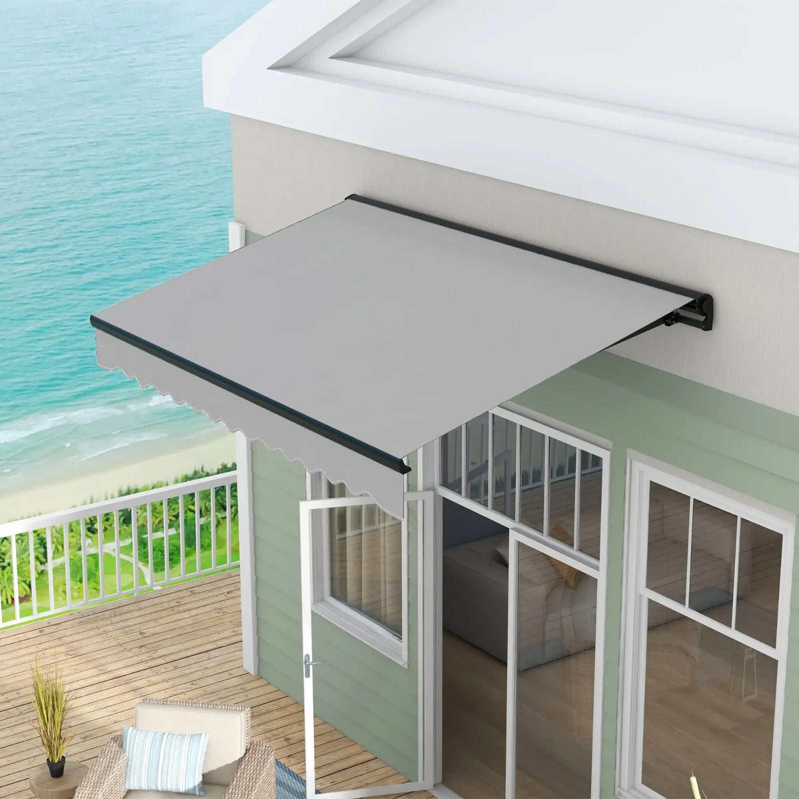 3 x 2m Electric Retractable Awning Canopy with Remote for Patio Door or Window - Home and Garden Furniture Shop - rustic - furniture