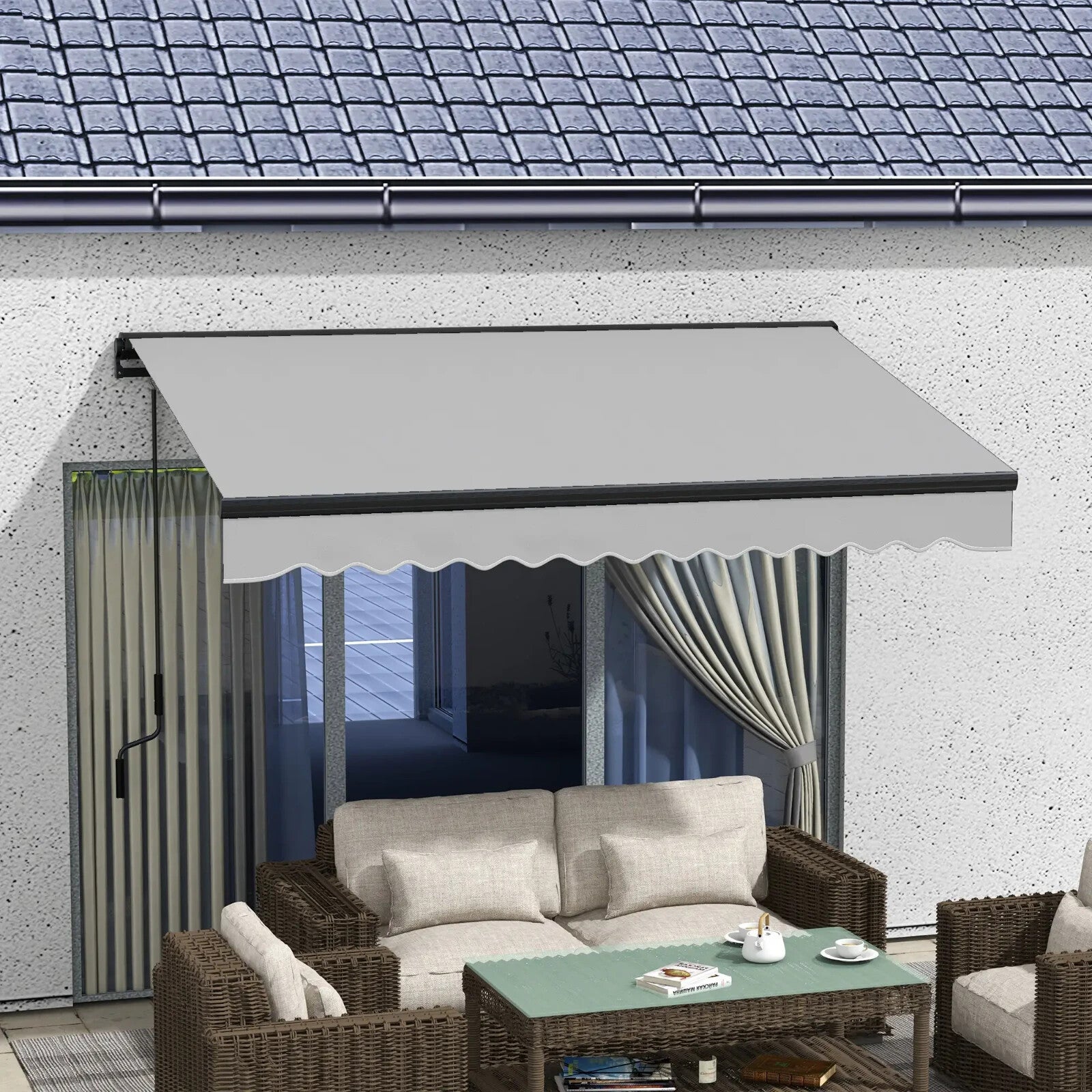 3 x 2m Electric Retractable Awning Canopy with Remote for Patio Door or Window - Home and Garden Furniture Shop - rustic - furniture