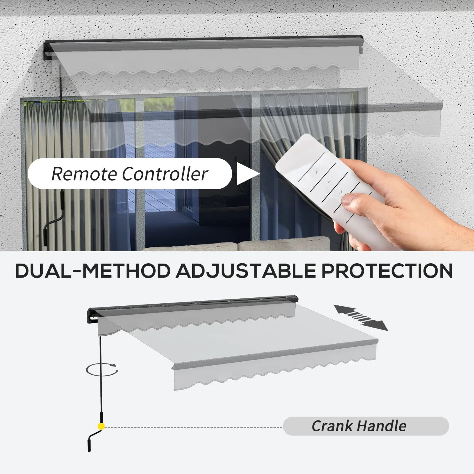3 x 2m Electric Retractable Awning Canopy with Remote for Patio Door or Window - Home and Garden Furniture Shop - rustic - furniture