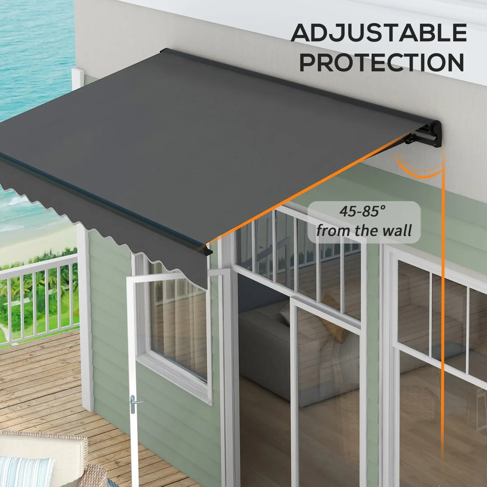 3 x 2m Electric Retractable Awning Canopy with Remote for Patio Door Window - Home and Garden Furniture Shop - rustic - furniture