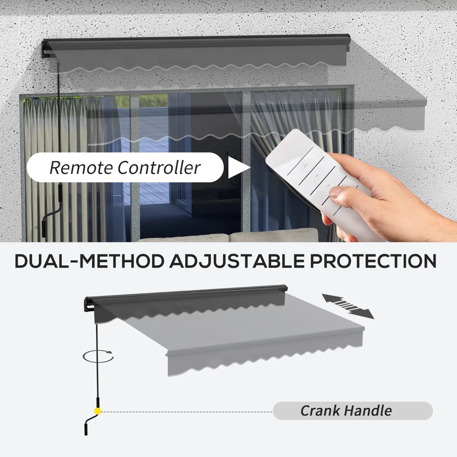 3 x 2m Electric Retractable Awning Canopy with Remote for Patio Door Window - Home and Garden Furniture Shop - rustic - furniture