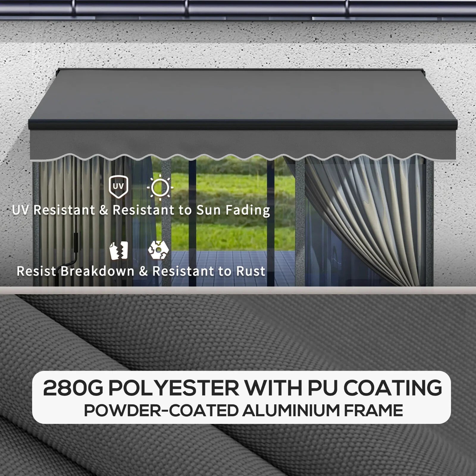 3 x 2m Electric Retractable Awning Canopy with Remote for Patio Door Window - Home and Garden Furniture Shop - rustic - furniture