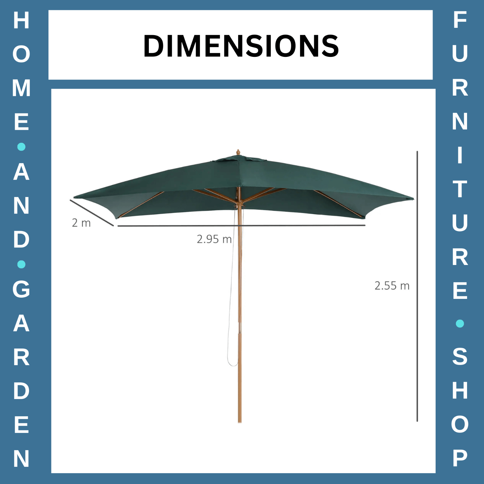 3 x 2m Wooden Garden Parasol Patio Sun Umbrella Outdoor Shade with Push Button - Home and Garden Furniture Shop - rustic - furniture