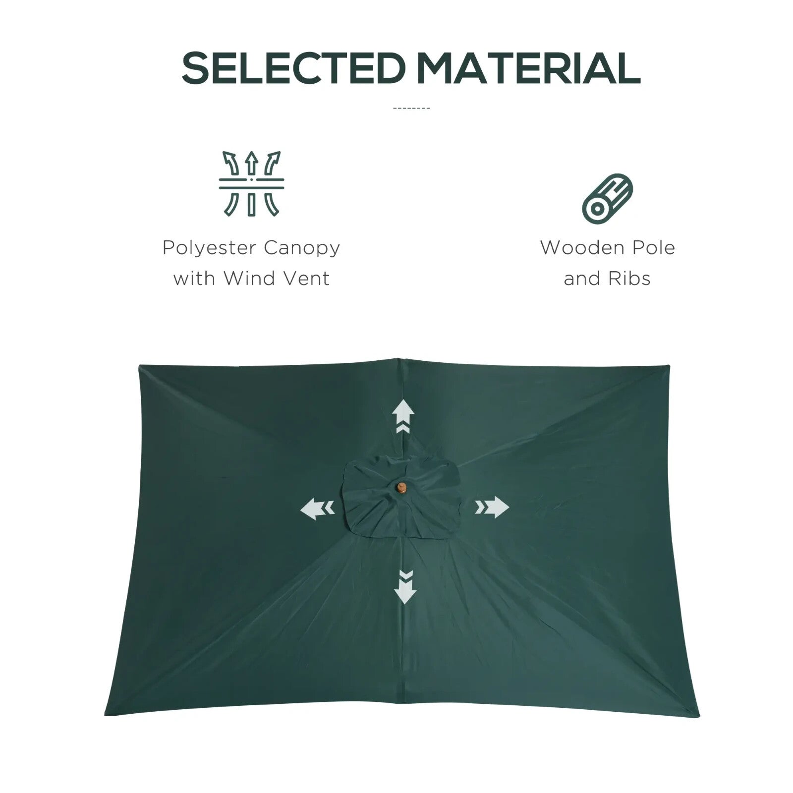 3 x 2m Wooden Garden Parasol Patio Sun Umbrella Outdoor Shade with Push Button - Home and Garden Furniture Shop - rustic - furniture