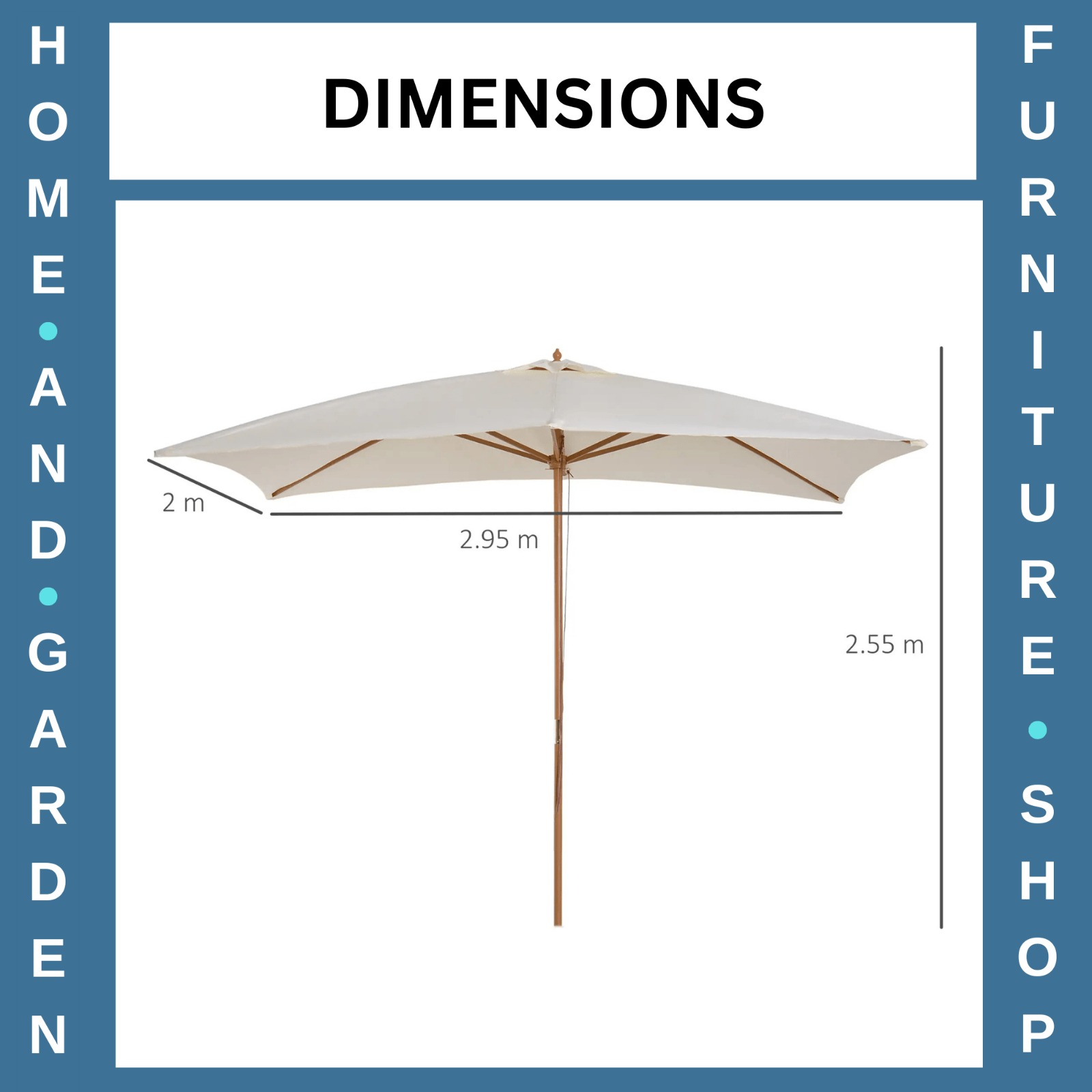 3 x 2m Wooden Patio Parasol Garden Sun Umbrella Outdoor Shade Push Button - Home and Garden Furniture Shop - rustic - furniture