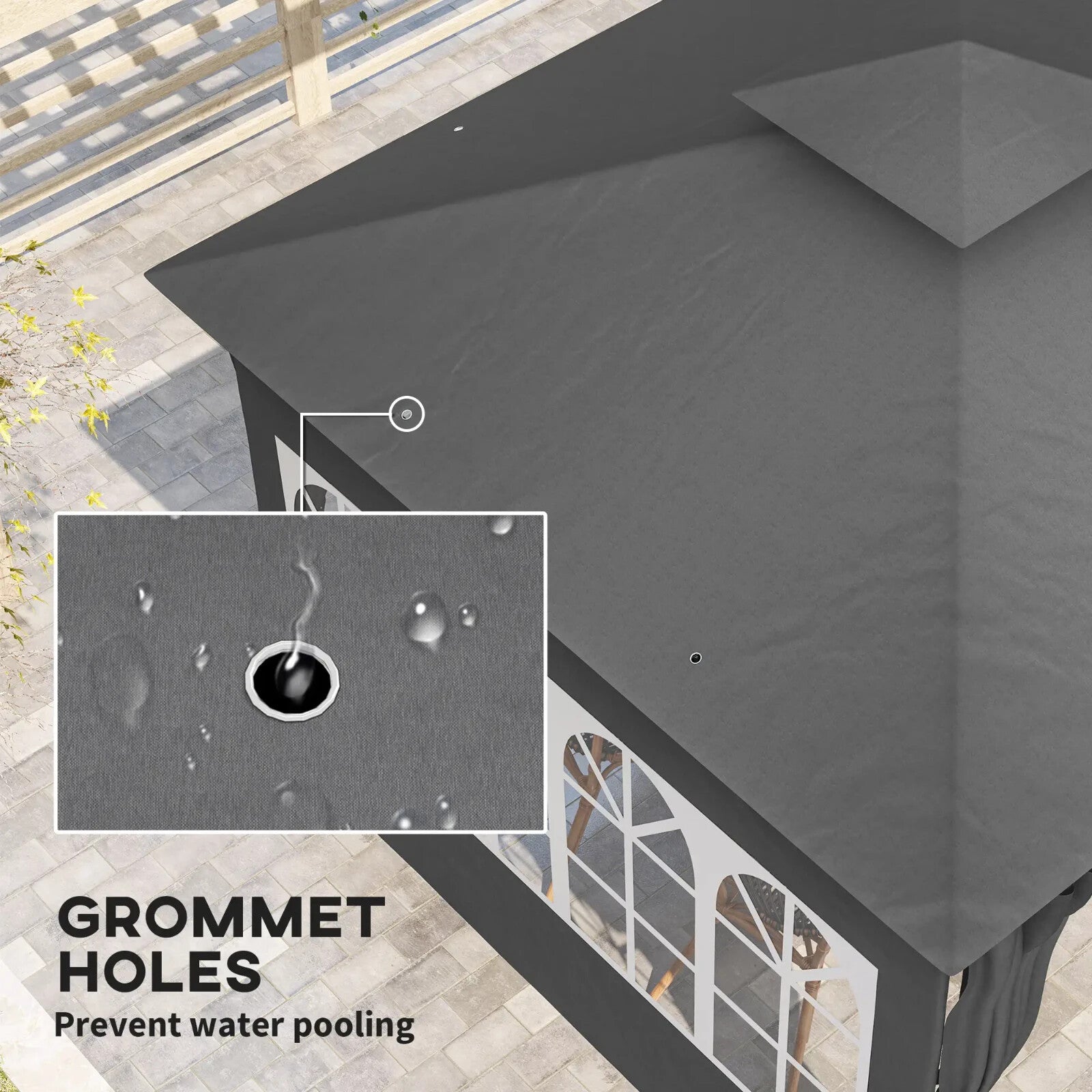 3 x 3 m Garden Metal Gazebo with Double Roof and Removable Sidewalls Dark Grey - Home and Garden Furniture Shop - rustic - furniture