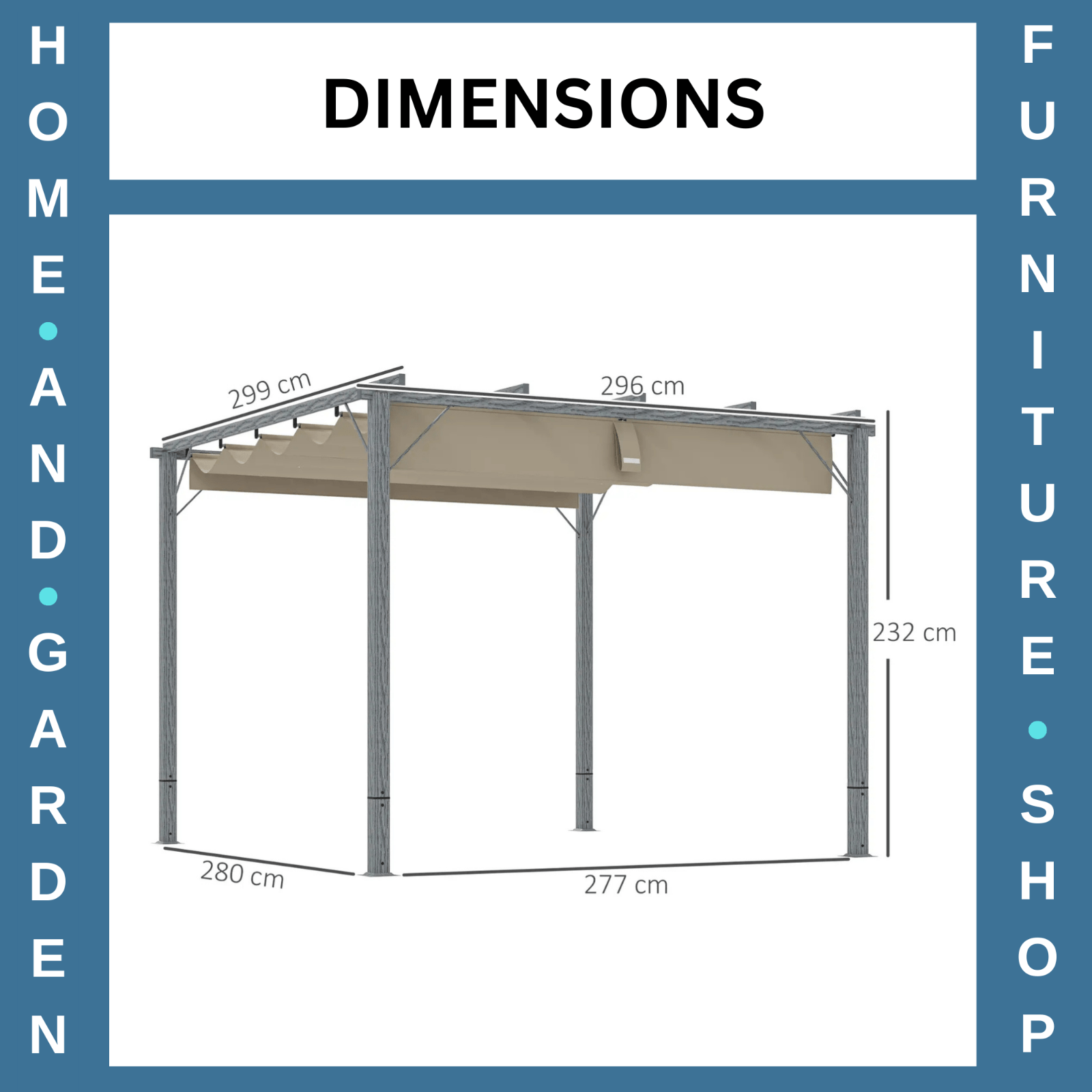 3 x 3 m Garden Pergola with Retractable Roof Canopy Aluminium Frame Gazebo Kit - Home and Garden Furniture Shop - #rustic - furniture#