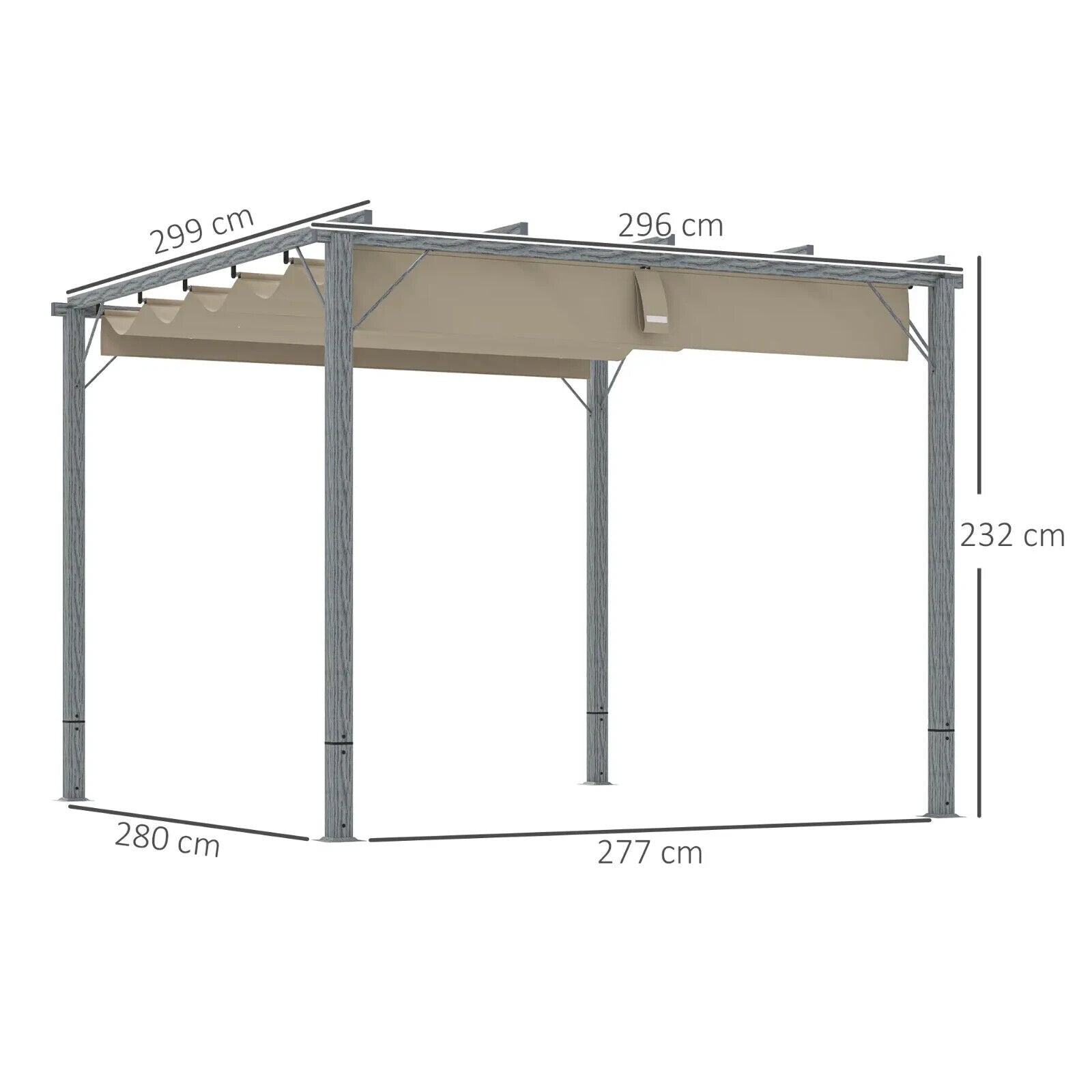 3 x 3 m Garden Pergola with Retractable Roof Canopy Aluminium Frame Gazebo Kit - Home and Garden Furniture Shop - #rustic - furniture#