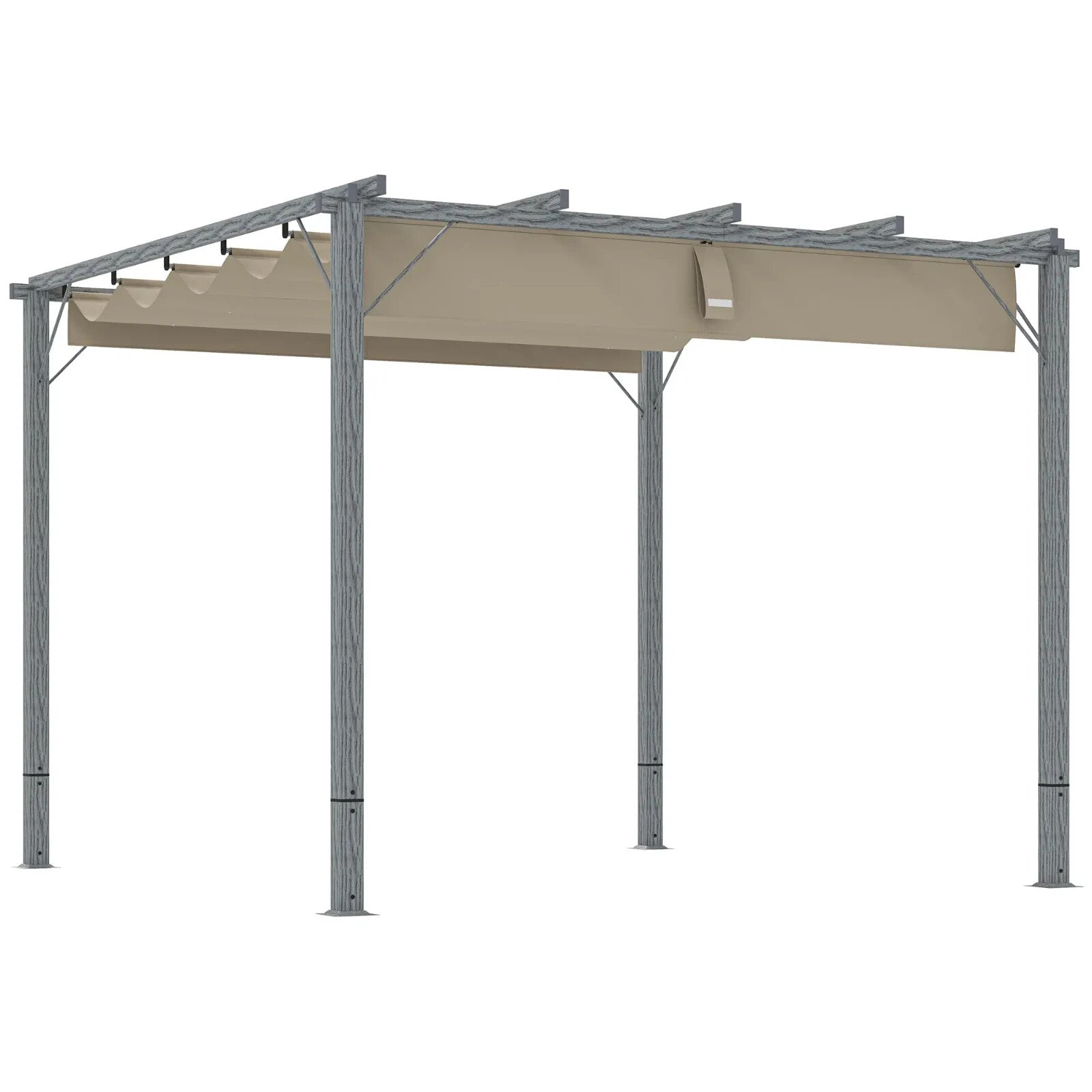 3 x 3 m Garden Pergola with Retractable Roof Canopy Aluminium Frame Gazebo Kit - Home and Garden Furniture Shop - rustic - furniture