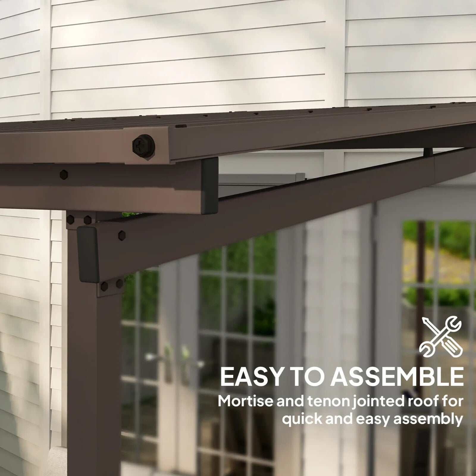 3 x 3 m Garden Pergola with Waterproof Metal Roof Lean To Hardtop Gazebo Outdoor - Home and Garden Furniture Shop - #rustic - furniture#