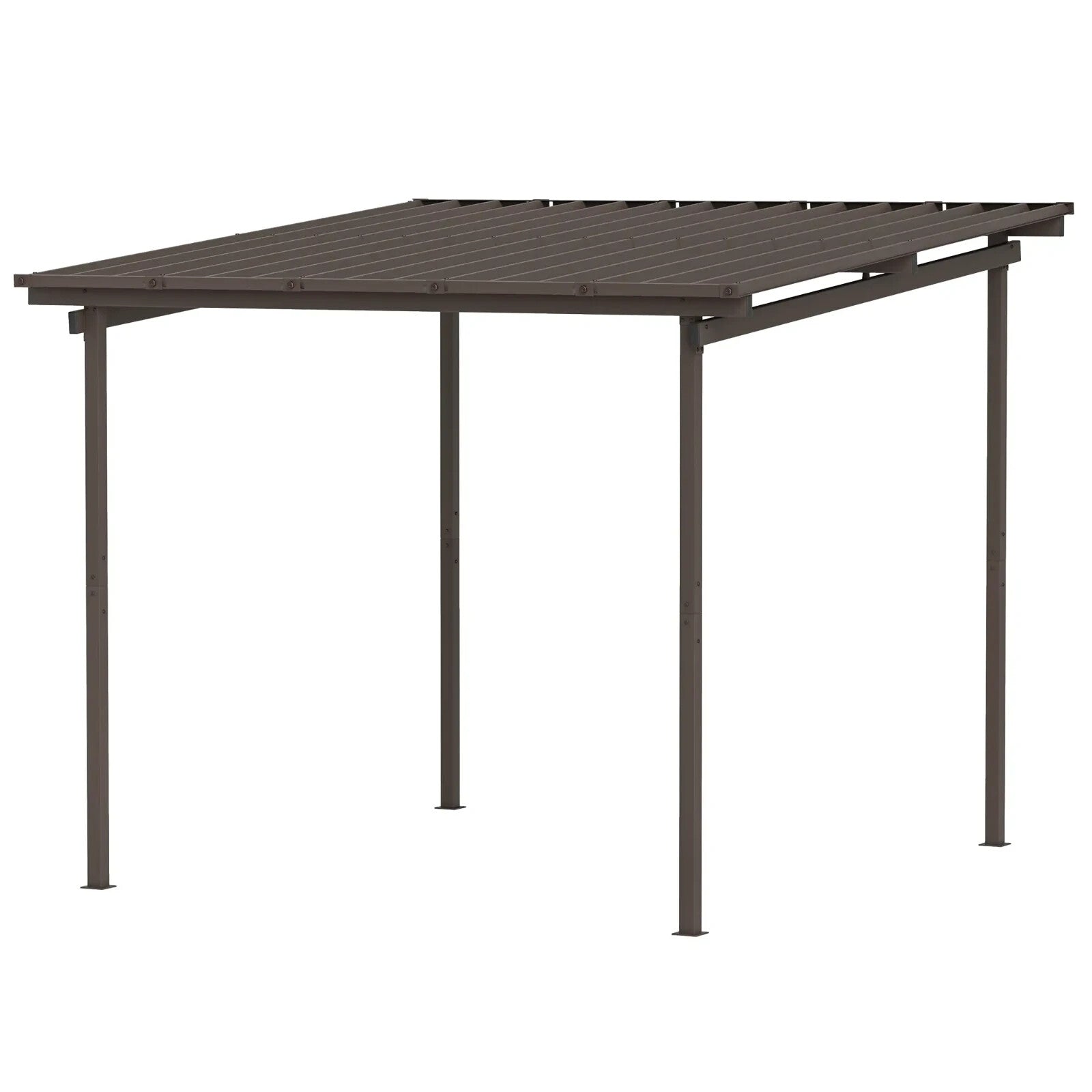 3 x 3 m Garden Pergola with Waterproof Metal Roof Lean To Hardtop Gazebo Outdoor - Home and Garden Furniture Shop - rustic - furniture