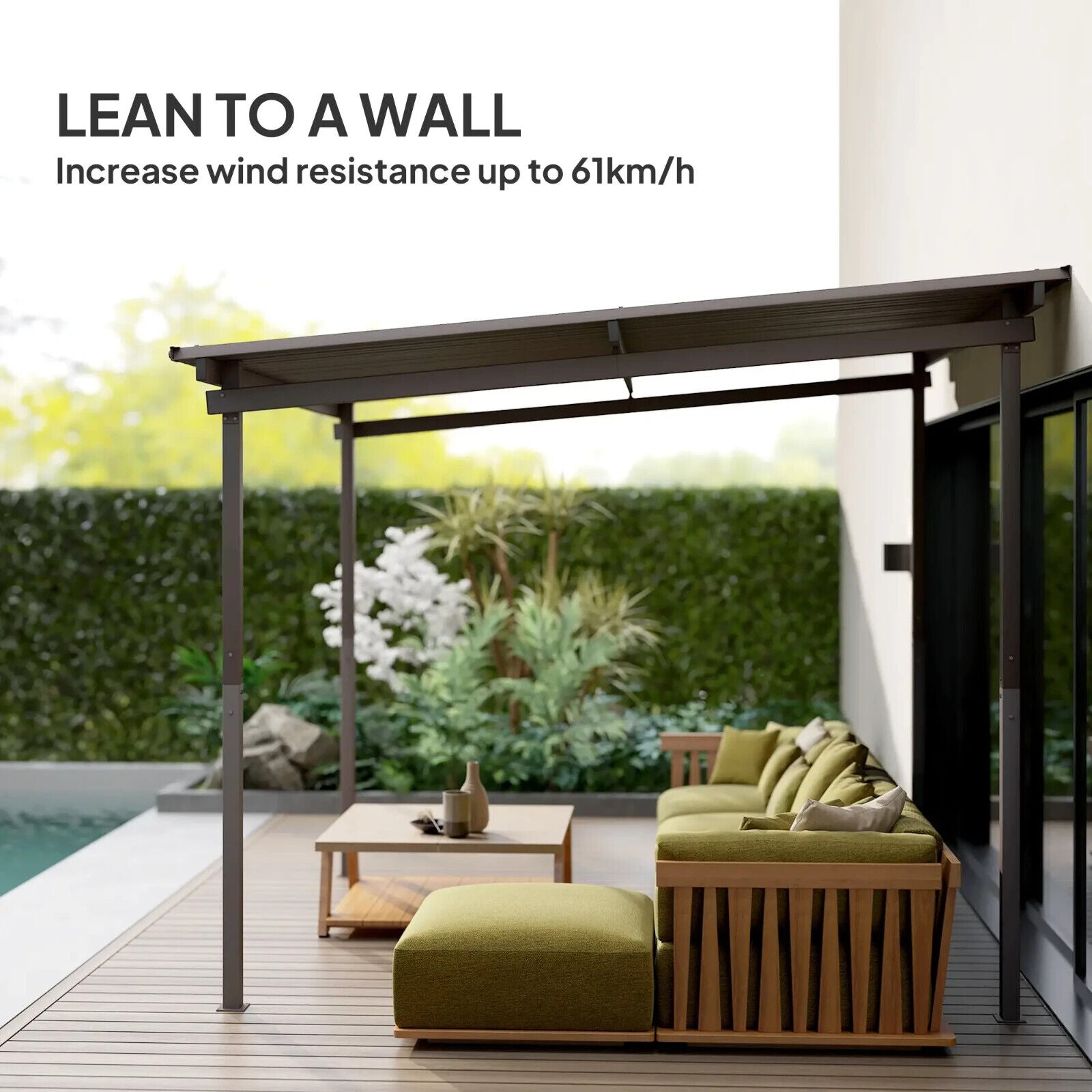 3 x 3 m Garden Pergola with Waterproof Metal Roof Lean To Hardtop Gazebo Outdoor - Home and Garden Furniture Shop - #rustic - furniture#