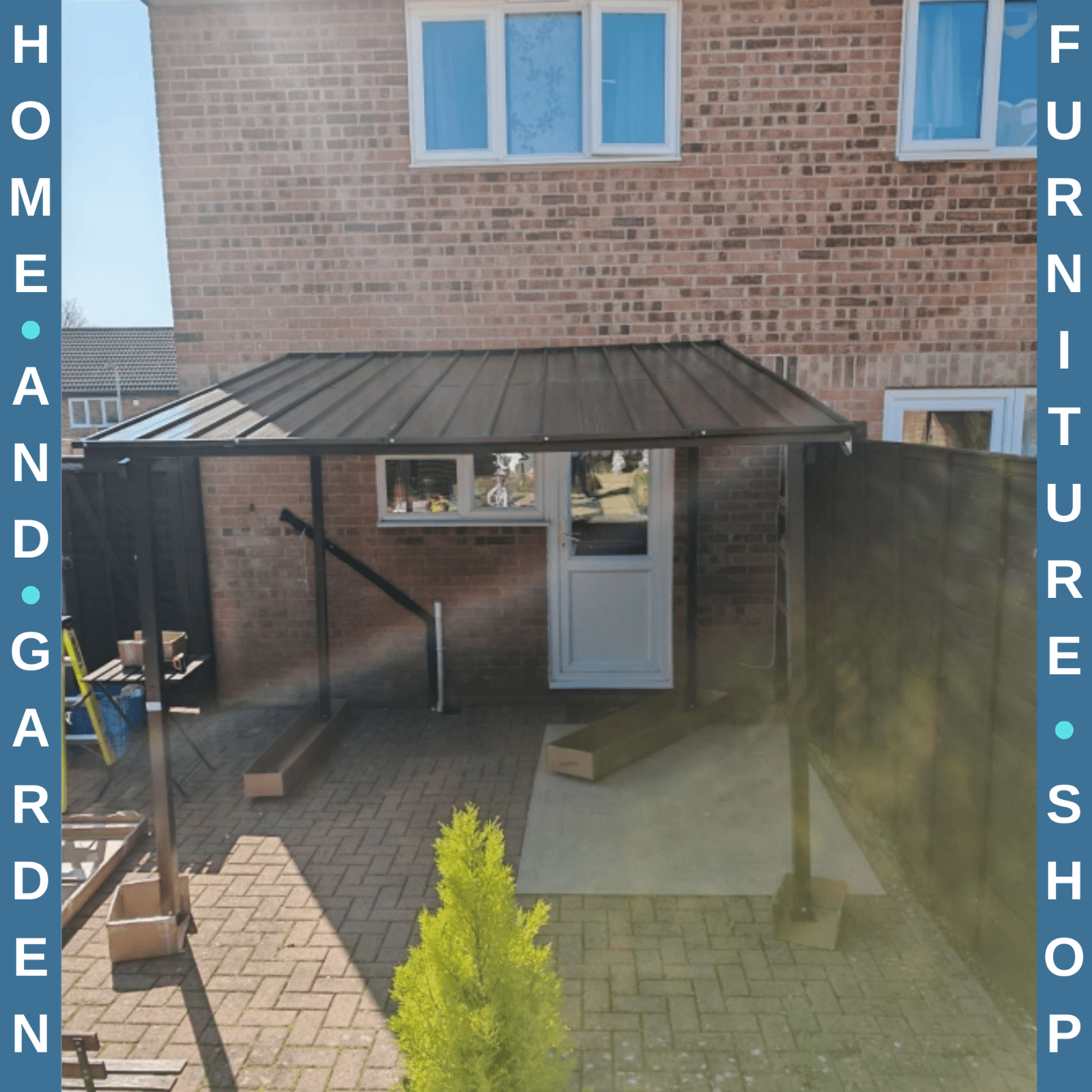 3 x 3 m Garden Pergola with Waterproof Metal Roof Lean To Hardtop Gazebo Outdoor - Home and Garden Furniture Shop - rustic - furniture