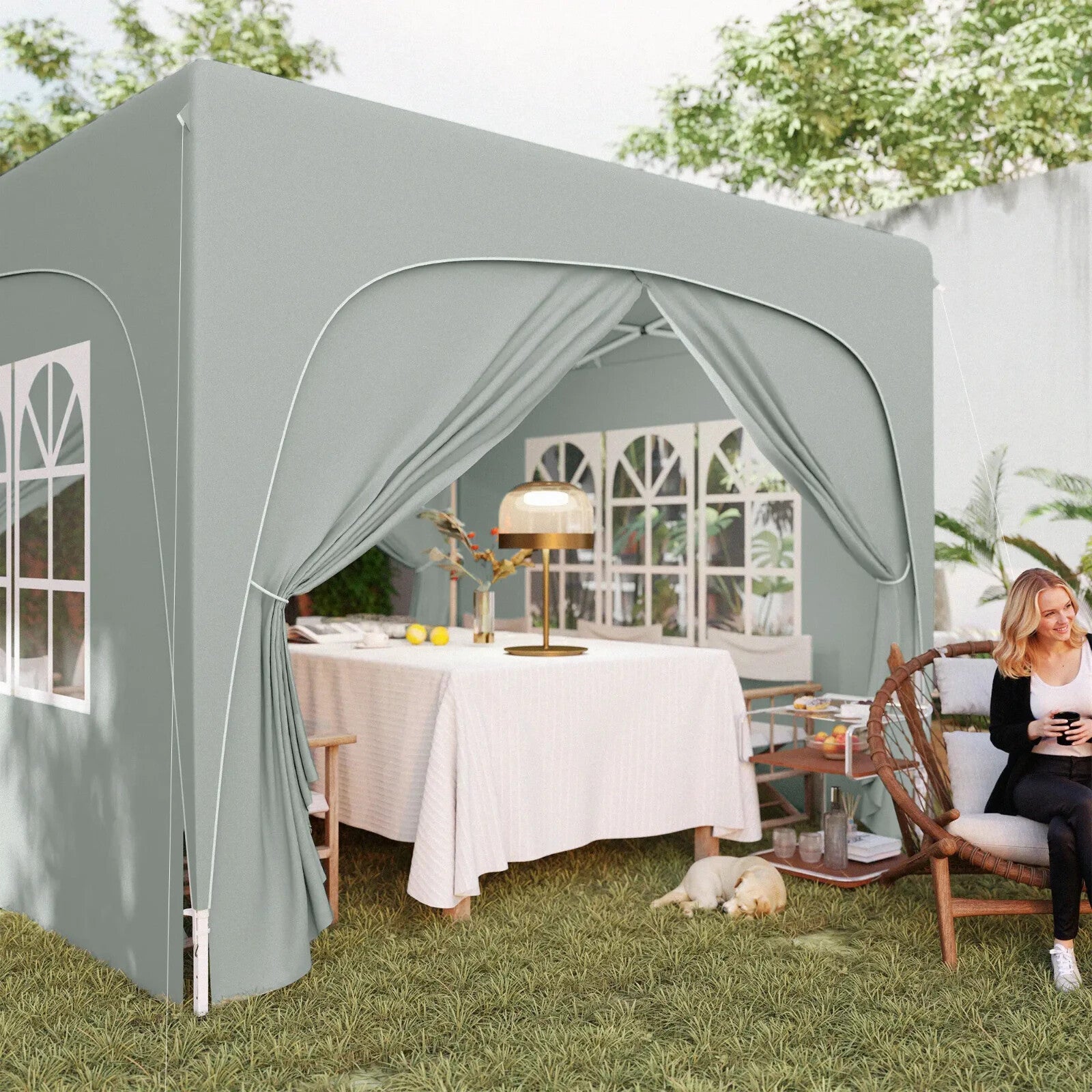 3 x 3 m Pop Up Gazebo with Sides Bag Height Adjustable Party Tent Event Shelter - Home and Garden Furniture Shop - rustic - furniture