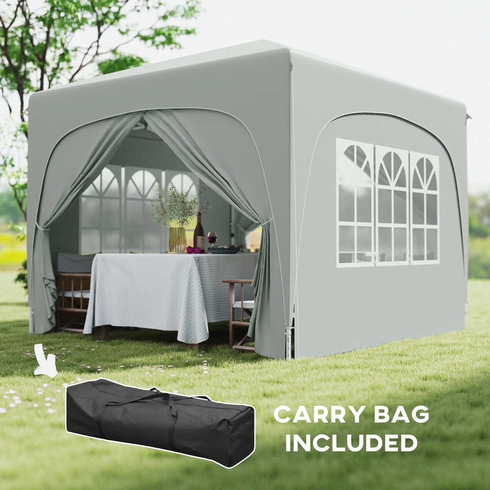 3 x 3 m Pop Up Gazebo with Sides Bag Height Adjustable Party Tent Event Shelter - Home and Garden Furniture Shop - rustic - furniture