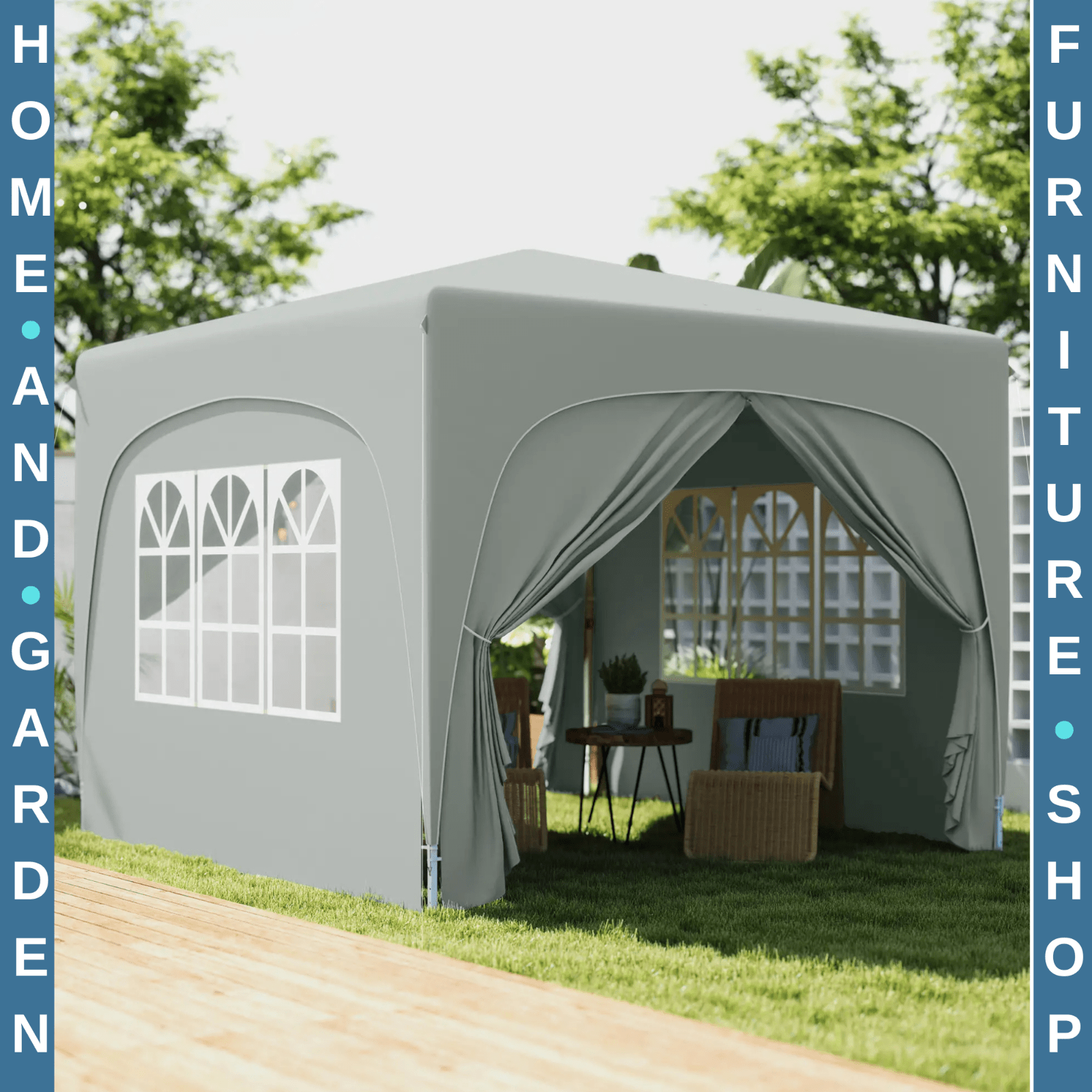 3 x 3 m Pop Up Gazebo with Sides Bag Height Adjustable Party Tent Event Shelter - Home and Garden Furniture Shop - rustic - furniture