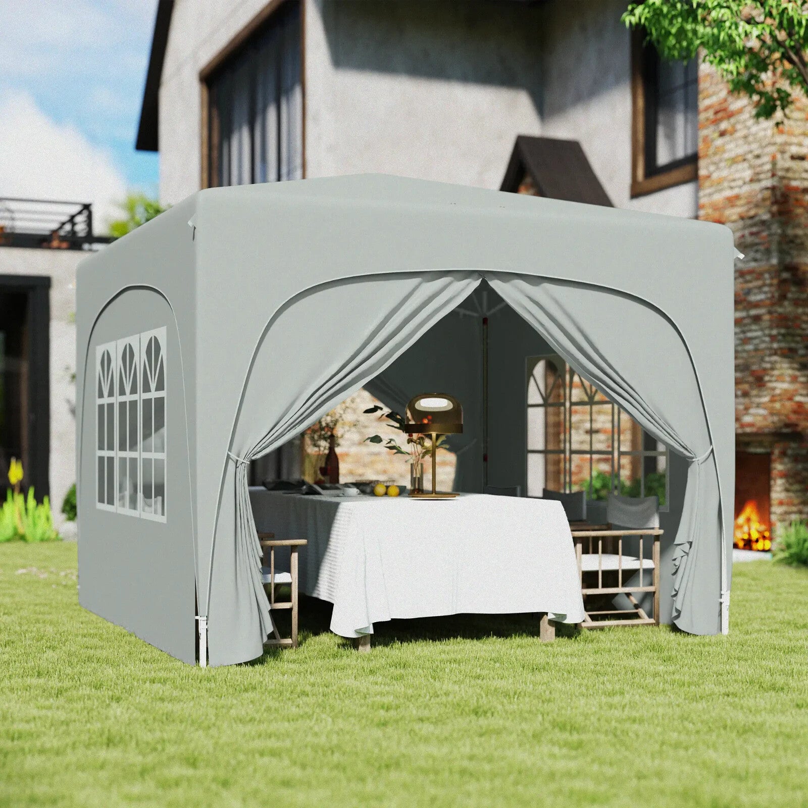 3 x 3 m Pop Up Gazebo with Sides Bag Height Adjustable Party Tent Event Shelter - Home and Garden Furniture Shop - rustic - furniture