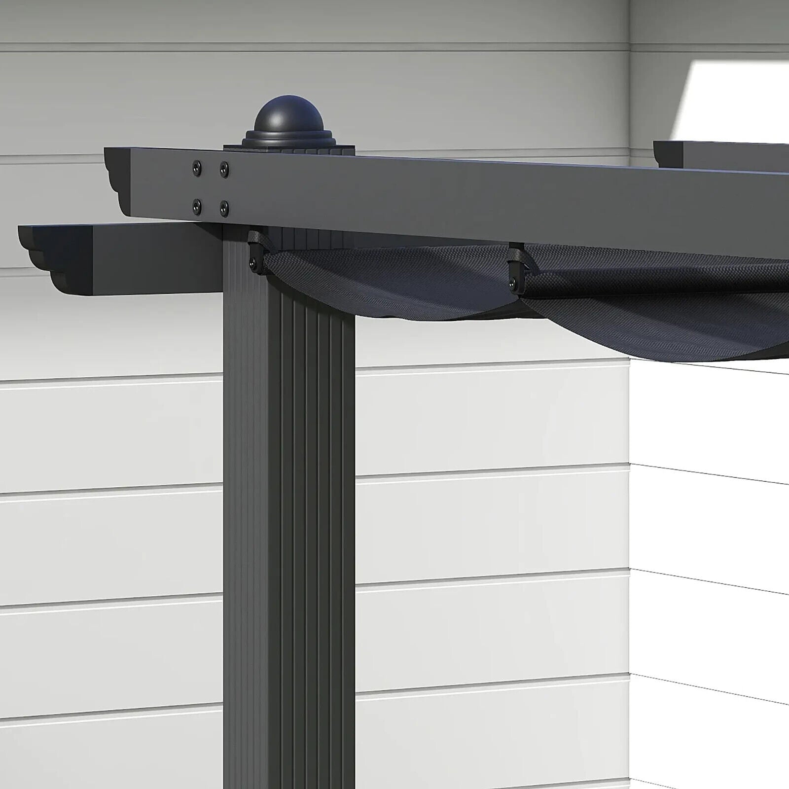 3 x 3m Aluminium Pergola with Retractable Roof - Garden Gazebo Canopy Black - Home and Garden Furniture Shop - #rustic - furniture#